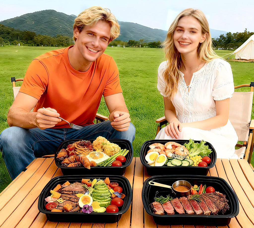 25pack 28oz Plastic Meal prep containers w/lid,Food prep containers, Take Out containers,Reusable Lunch Box,Microwave and Freezer Safe