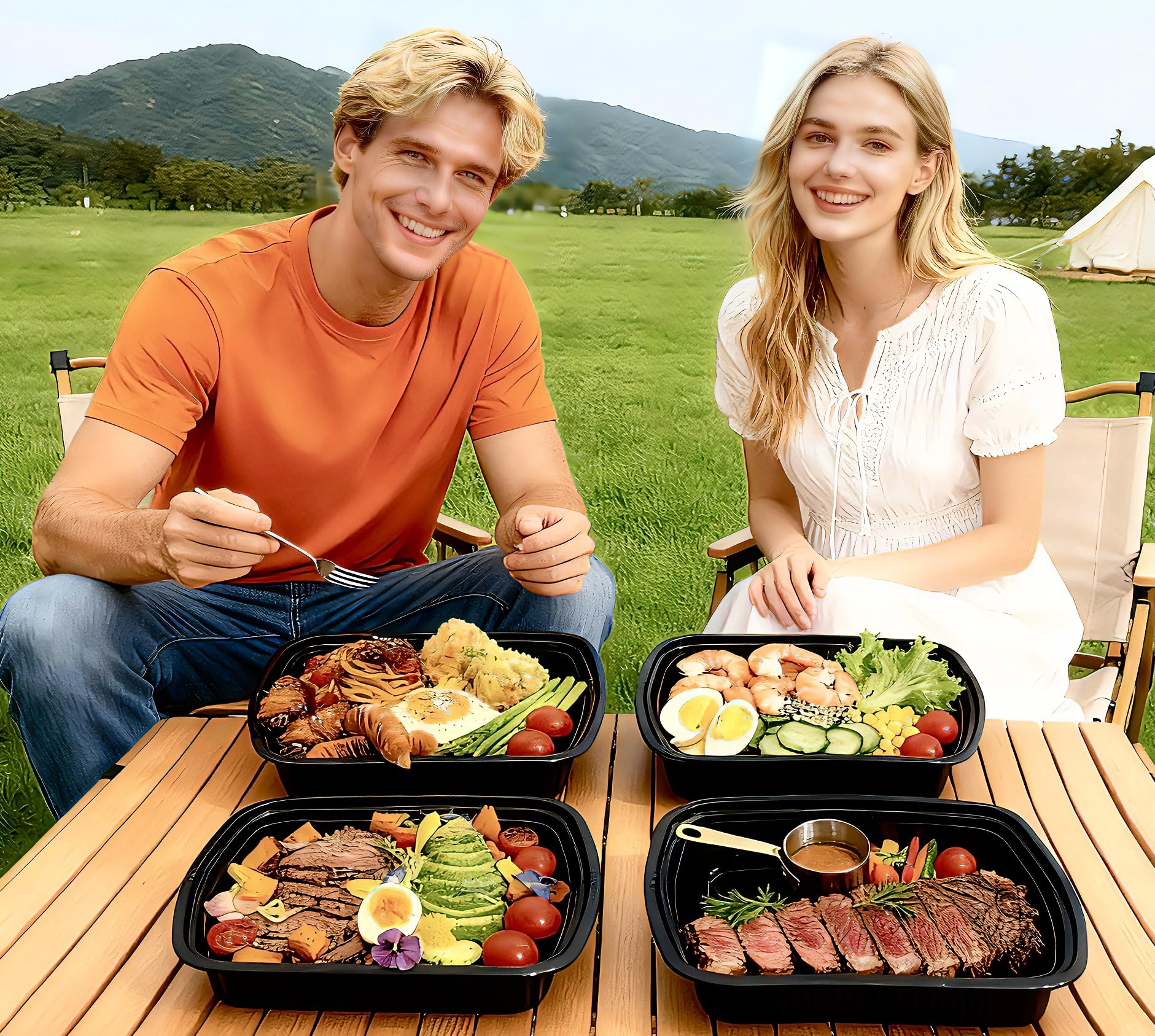 25pack 28oz Plastic Meal prep containers w/lid,Food prep containers, Take Out containers,Reusable Lunch Box,Microwave and Freezer Safe