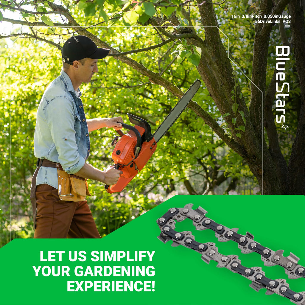 BlueStars 3 Packs 16-inch Chainsaw Chain 3/8" LP Pitch .050" Gauge 56 Drive Links - Compatible with Craftsman Echo CS-280 CS-302 CS-305 CS-306 Greenworks Homelite Husqvarna 135 136 137 Chainsaw S56