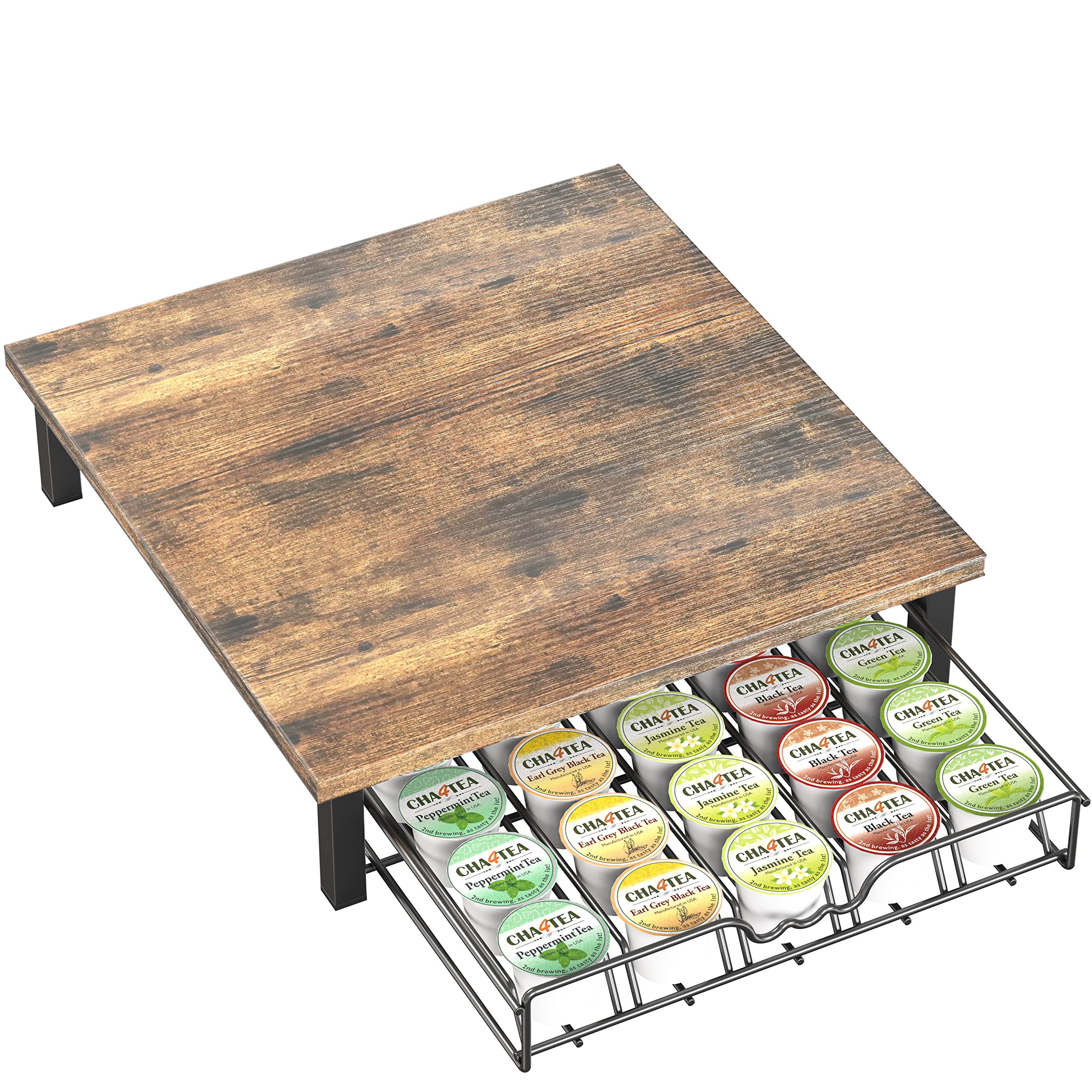 Deco Brothers K-Cup Holder Drawer for 30 Coffee Pods Storage, Rustic Brown