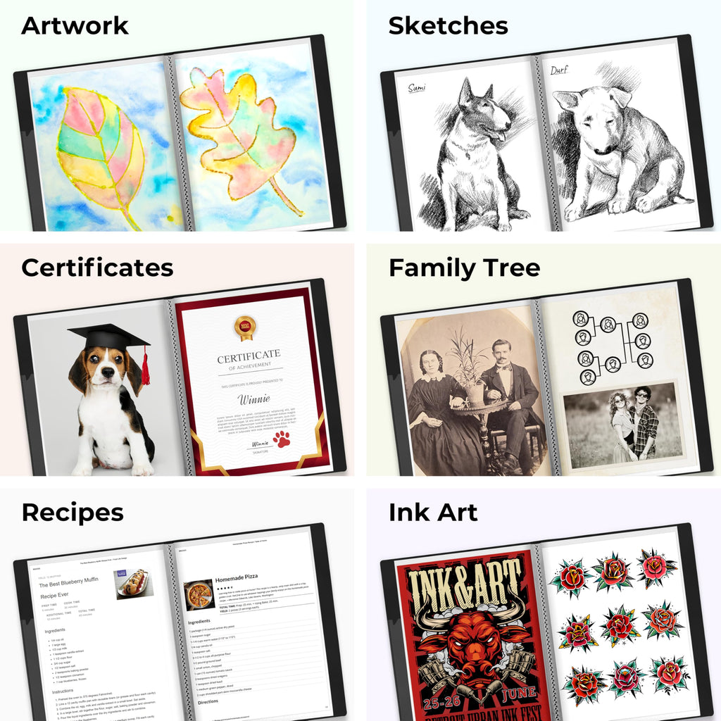 Dunwell 9x12 Presentation Book (Black), 24-Pocket Folder with Plastic Sleeves, Displays 48 Pages pf 9 x 12 or A4 Documents, Certificates, Keepsakes, Kids Art, Acid-Free Poly Portfolio Binder