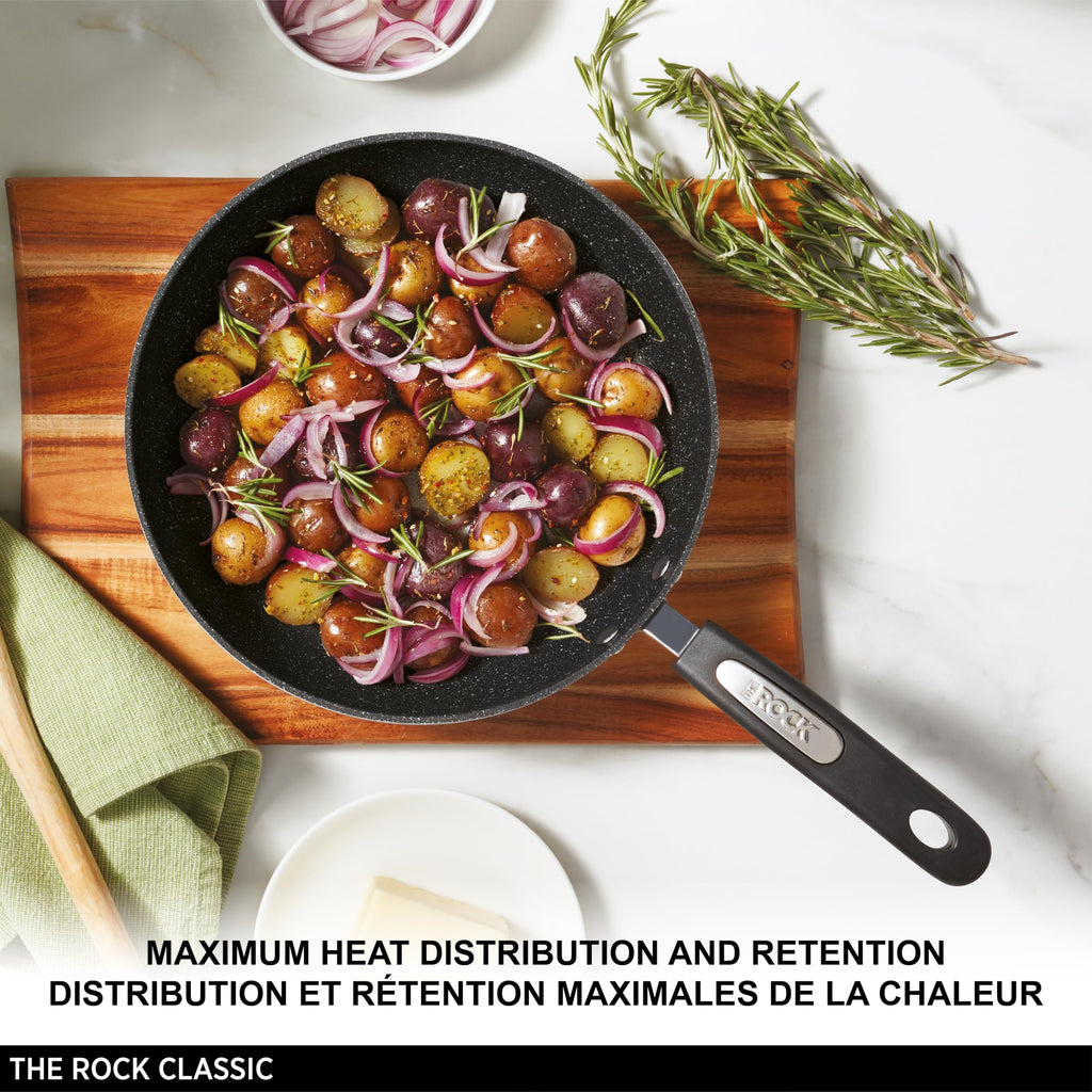 Starfrit The Rock 26cm (10") Non-Stick Multi Pan - Tawa - Durable Forged Aluminum - Induction Ready - Oven Safe - PFOA Free - Easy to Clean - Black