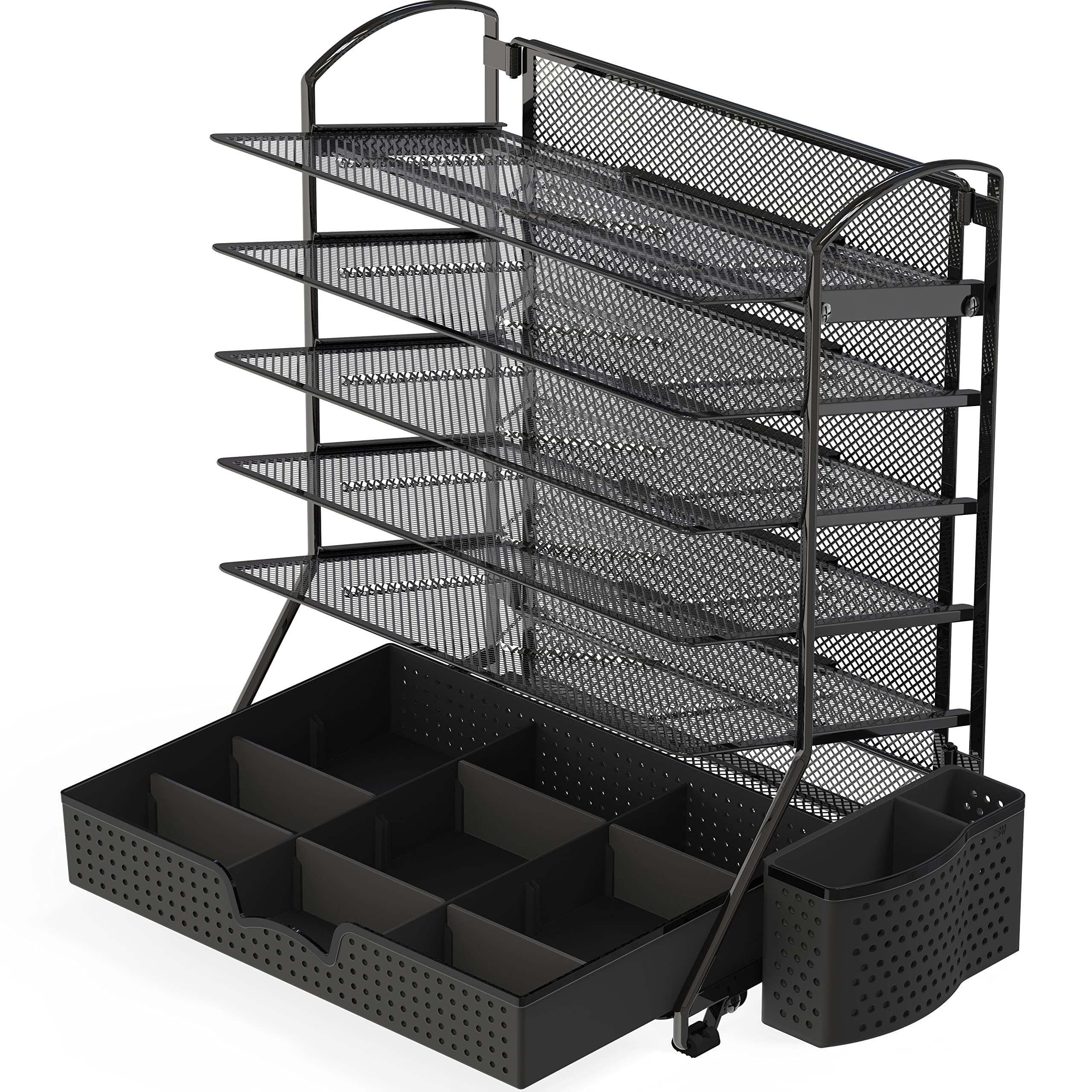 Simple Houseware 6 Trays Desk Document File Tray Organizer with Sliding Drawer, Black