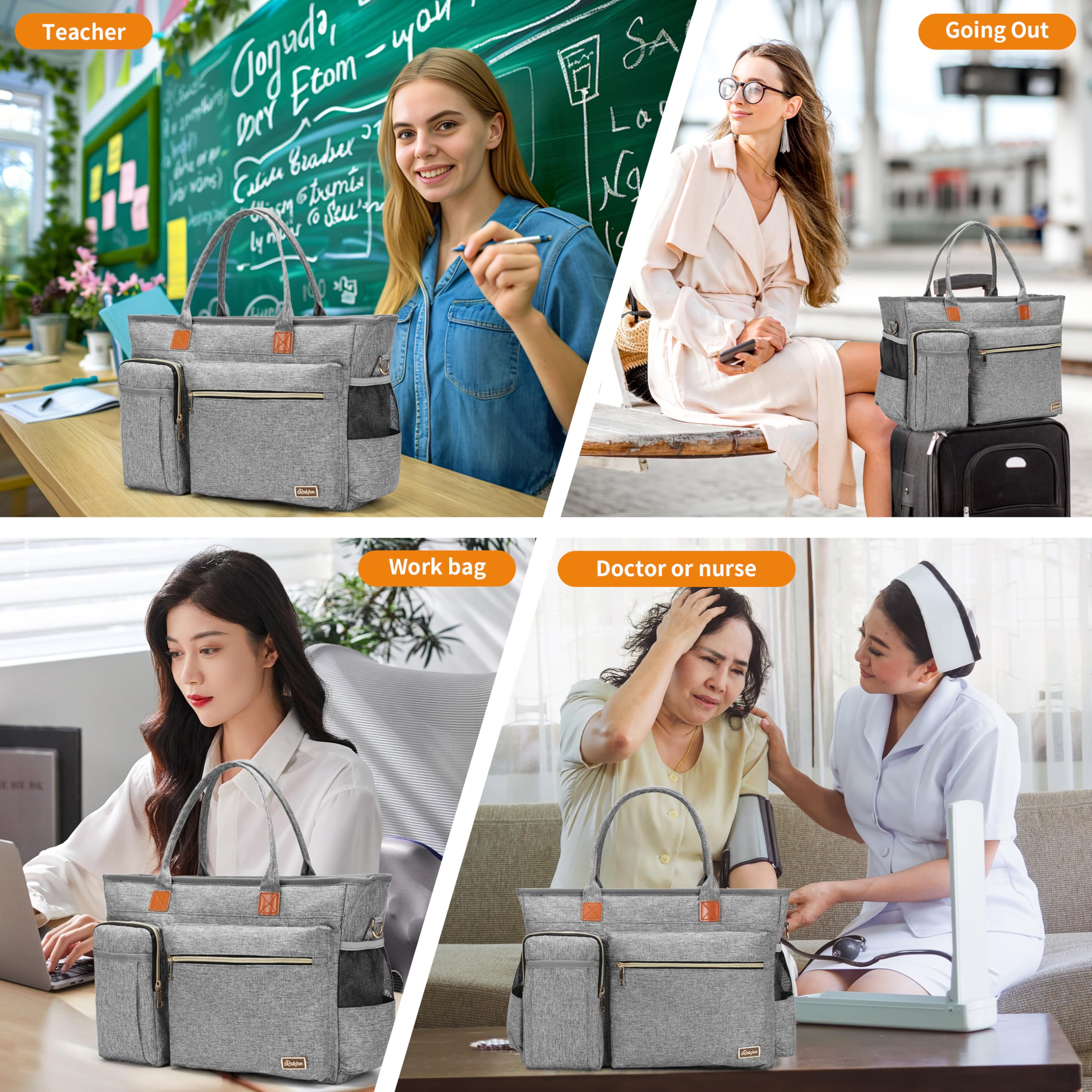 Laptop Tote Bag, Middle Size Computer Messenger Teacher Bag with 15.6'' Padded Laptop Sleeve