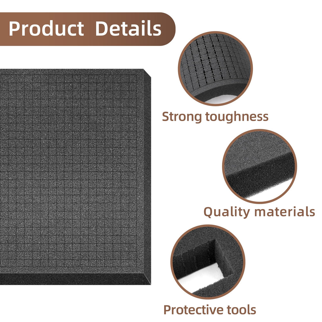 4 Pcs Pick and Pluck Foam Insert - 12 x 12 x 2 Inch Pick Apart Foam Sheet with Bottom Use for Board Game Box Cases Storage Drawer