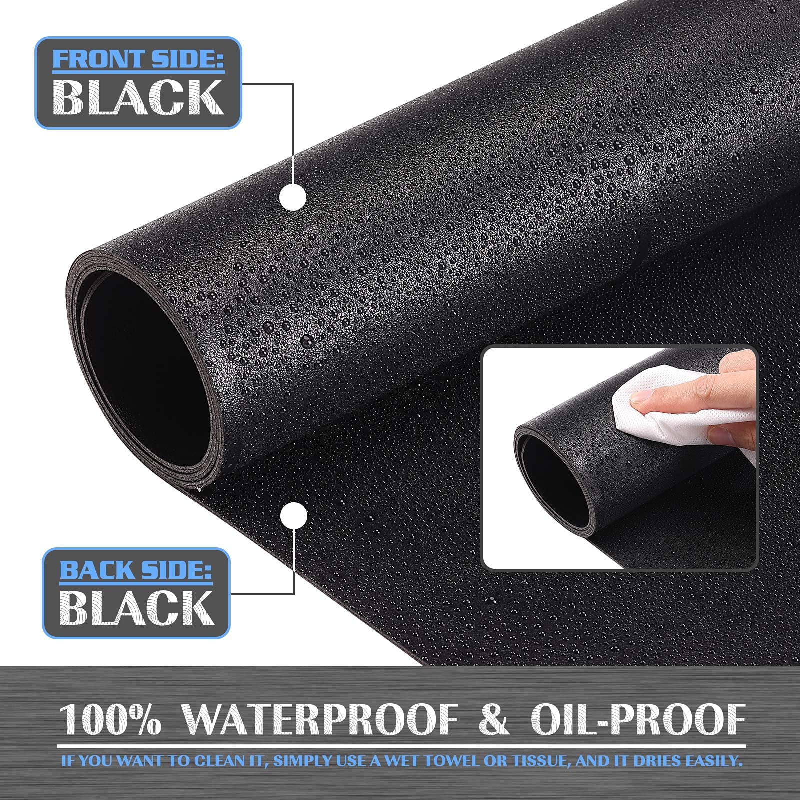 K KNODEL Large Office Leather Desk Mat, Mouse and Keyboard Pad, Computer and Laptop Mat, Desktop Protector and Cover, Writing Pad and Blotter (47.2"x17", Black)