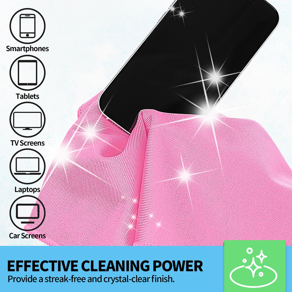HOMERHYME Microfiber Cleaning Cloth - 10 Pack Glasses Cleaning Cloth, 16" x 14" Window Cleaning Rags, Streak Free Lint Free Polishing Cloths Wipes for Eye Glass, Stainless Steel, Windshield, Pink