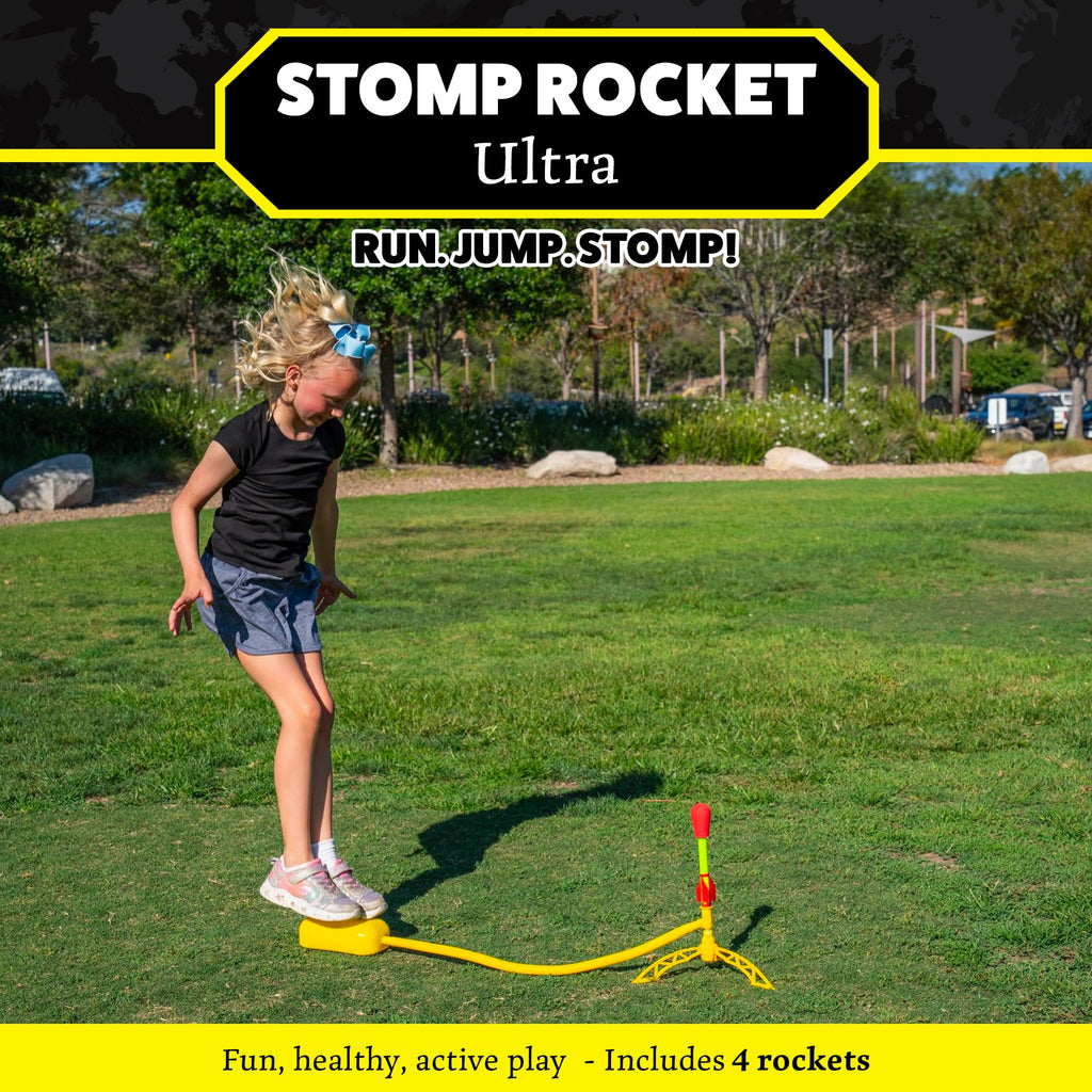 The Original Stomp Rocket® Ultra Rocket, 4 Rockets - Outdoor Rocket Toy Gift for Boys and Girls Ages 5 Years and Up - Comes with Toy Rocket Launcher