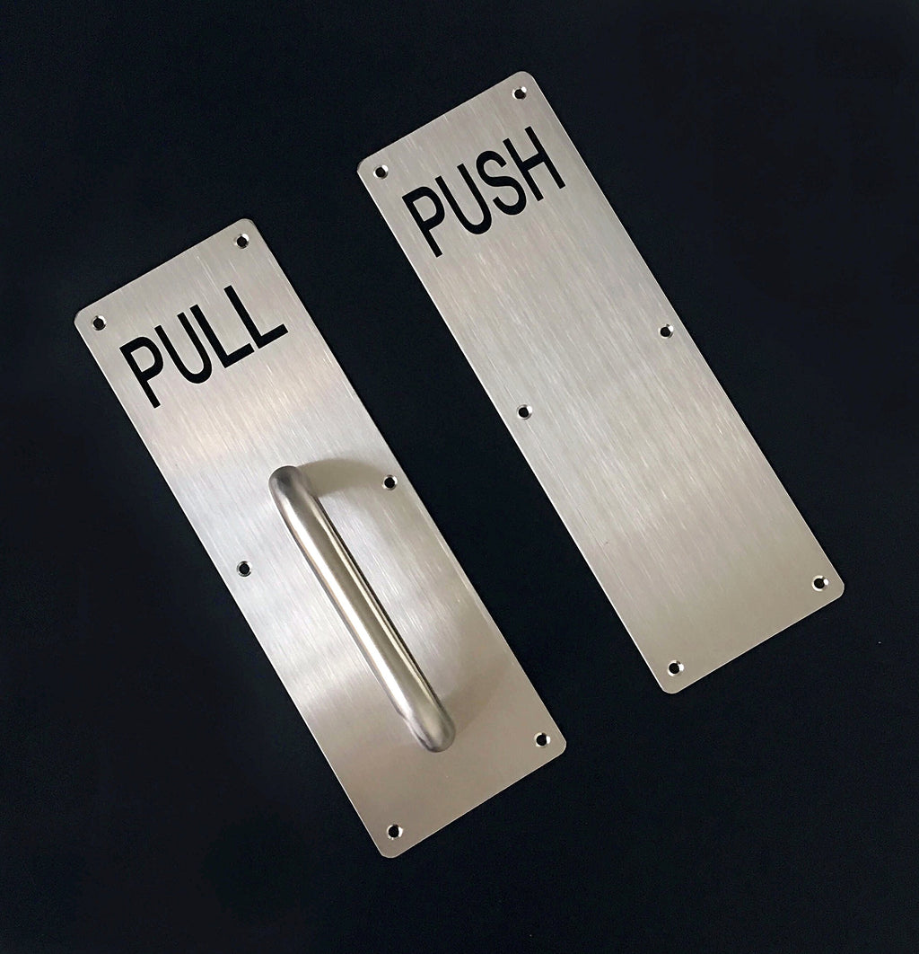 Aimyoo Stainess Steel Door Handle, Pull and Push Plate Commercial Door Handle with Screws 11.8" x 3.2"