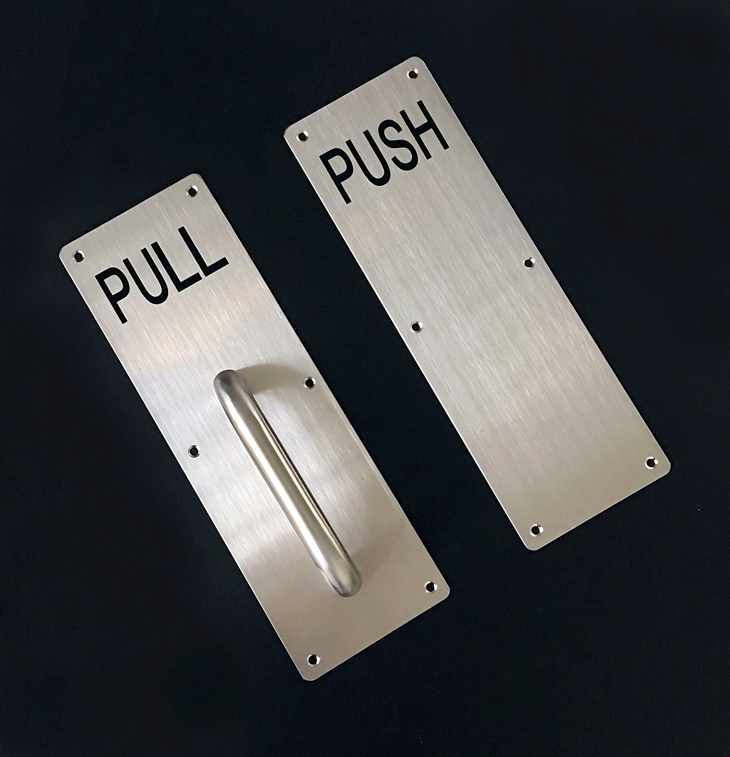 Aimyoo Stainess Steel Door Handle, Pull and Push Plate Commercial Door Handle with Screws 11.8" x 3.2"
