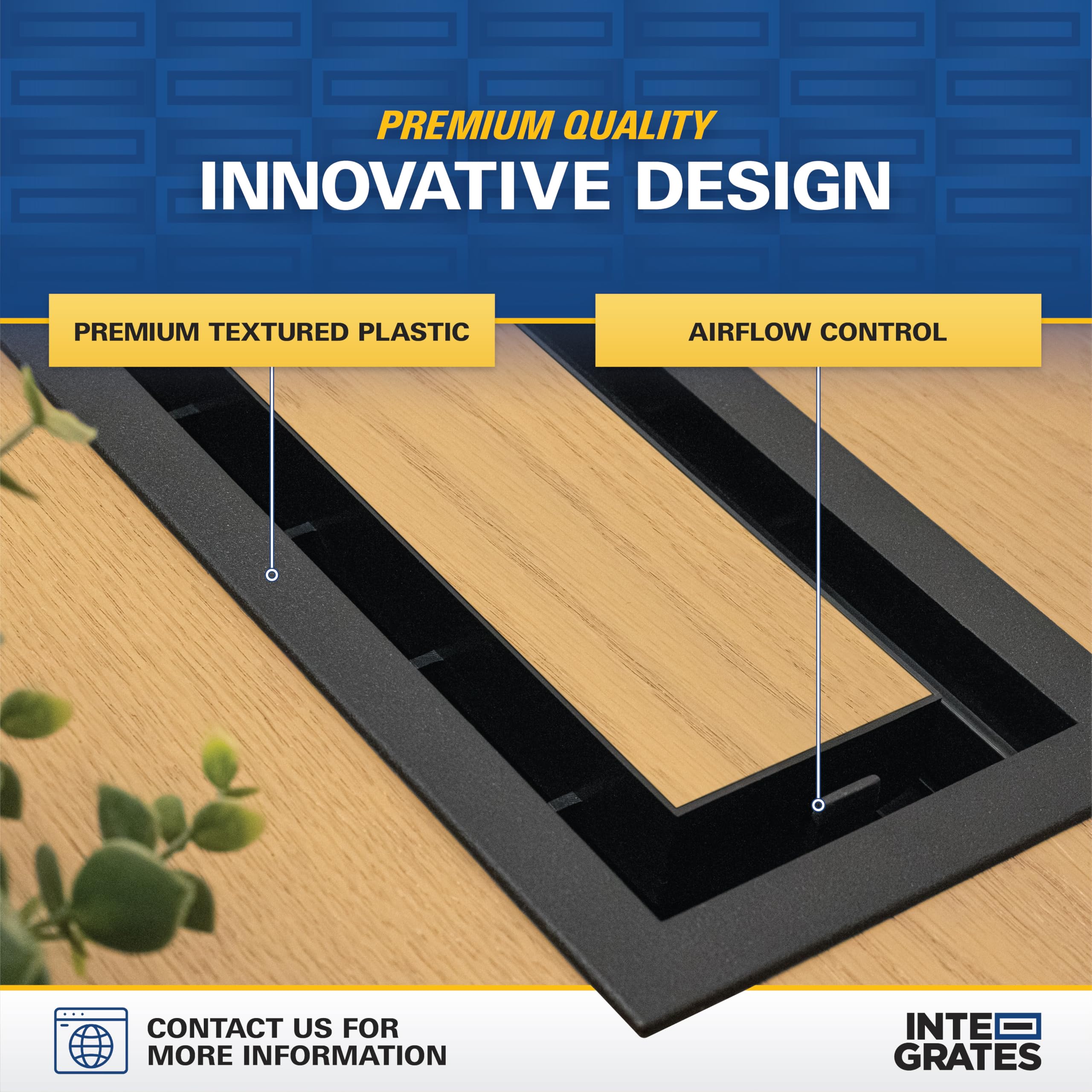 Inte-Grates Drop-In Matching Floor Register - 3x10 Inch Floor Vent Cover, Fits 3"x10" Floor Vent Opening, Matching Flooring Insert Tray, Airflow Control Lever, Textured Black (IGFPD310-BLK)