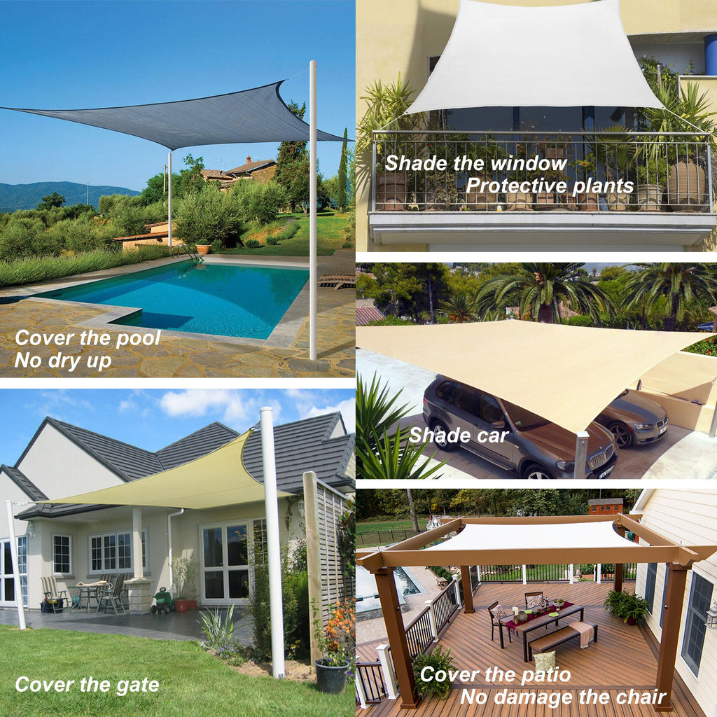 Outdoor Sun Shade Sail Canopy, 6' x 8'Rectangle Shade Cloth UV Block Sunshade Fabric - Patio Cover Awning Shelter for Pergola Backyard Garden Yard (Grey Color)