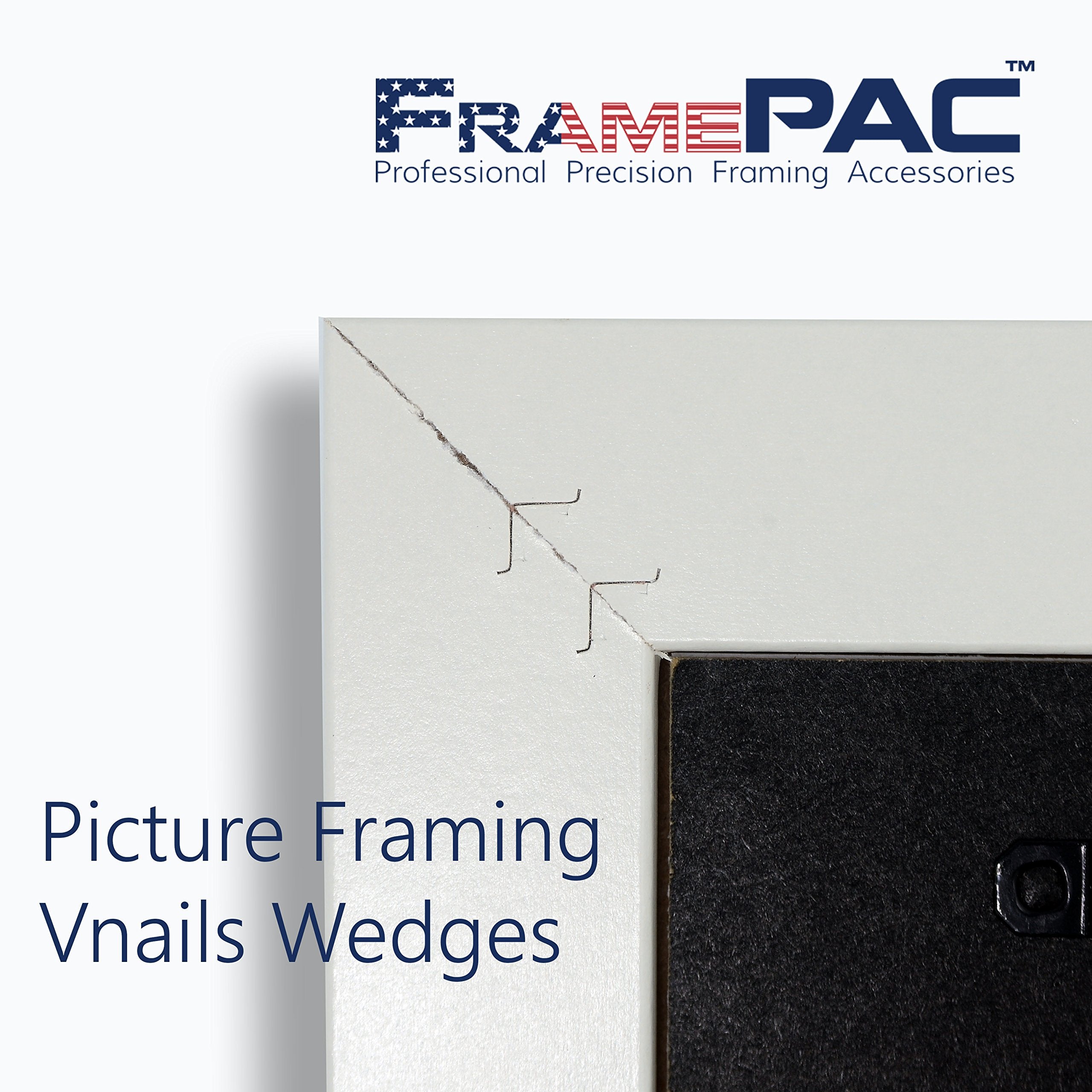 FramePac V Nails for Picture Framing - Ultra Strong - 7mm (1/4 inch) Vnail Wedges for Joining Picture Frame Corners - Hardwood Frames [400 V Nail Pack Loose]