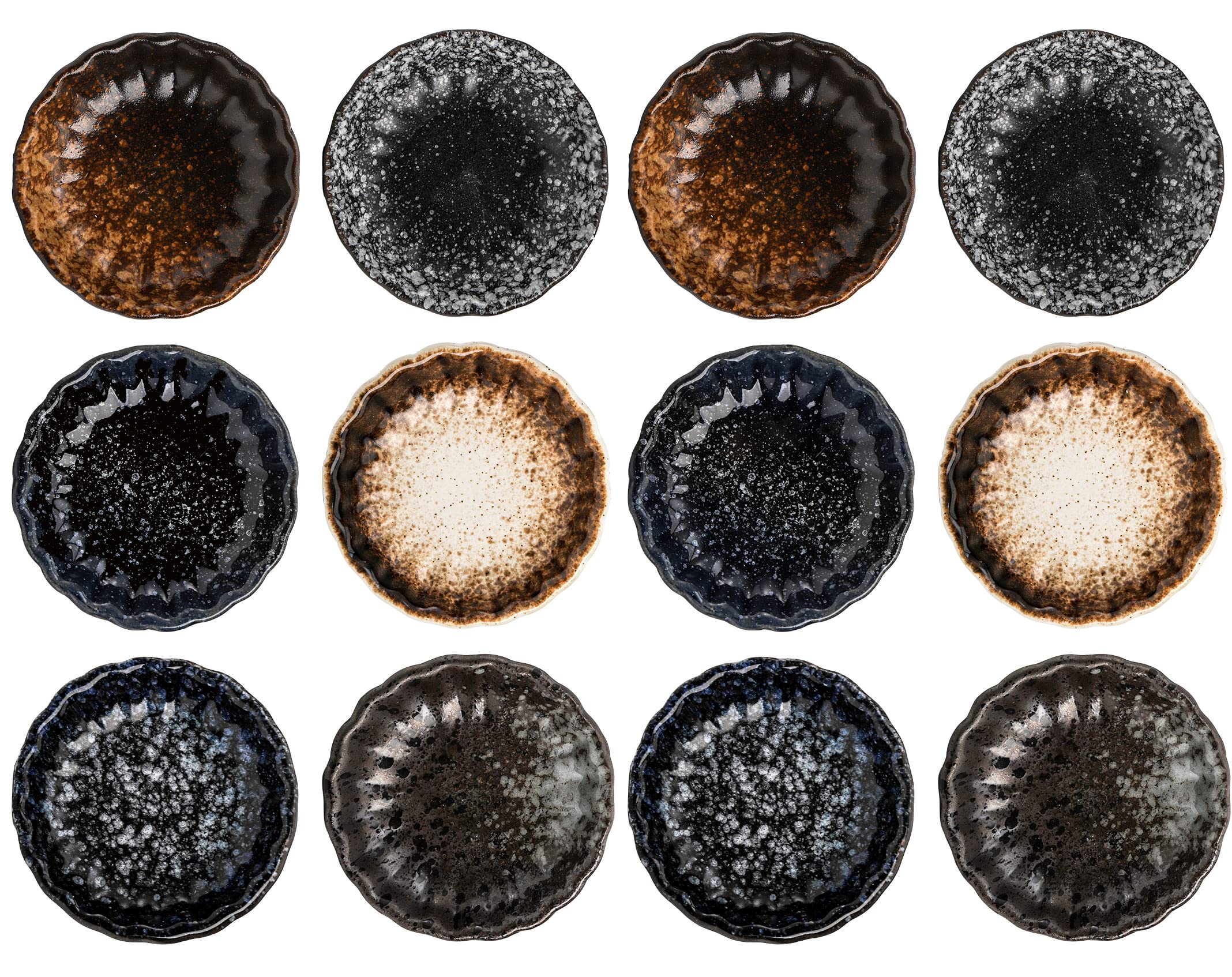 Nicunom 12 Pack Soy Sauce Dishes, 2.8 Inch Ceramic Dipping Bowls Set, Side Dishes Japanese Style Pinch Bowls Seasoning Dishes for Ketchup, BBQ, Sushi, Soy