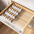 PanPanPal Spice Drawer Organizer, 4 Tier- 4 Pack Clear Acrylic Drawer Seasoning Organizer, Expandable From 11'' to 22'' Kitchen Spice Rack Organizers and Storage for Drawer (Jars not included)