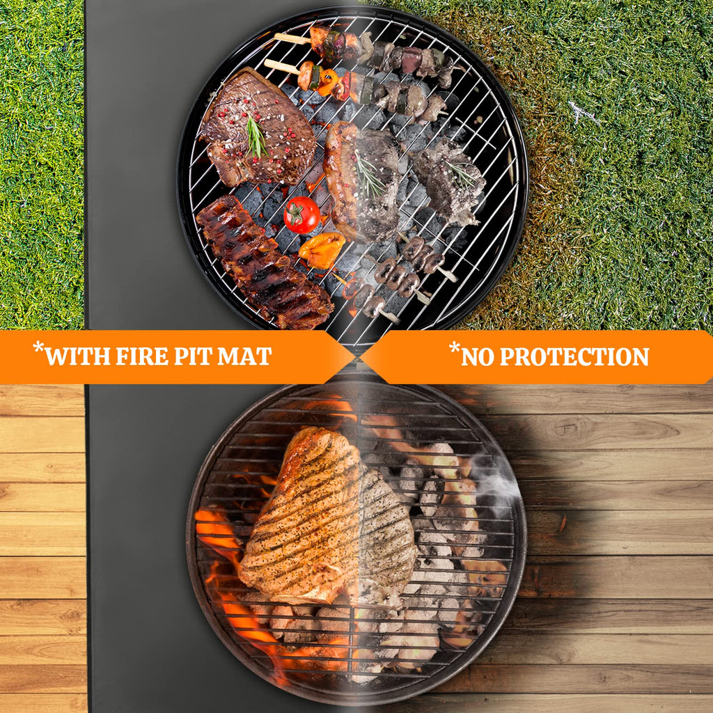 LeadCon 60 × 40 Inch Large Under Grill Mat, Fireproof Pit Mat for Grill Deck and Patio Protector, Flat Top Grill, Outdoor Charcoal, Fire Resistant Rugs for Fireplace, Reusable Fire Pit Mat…