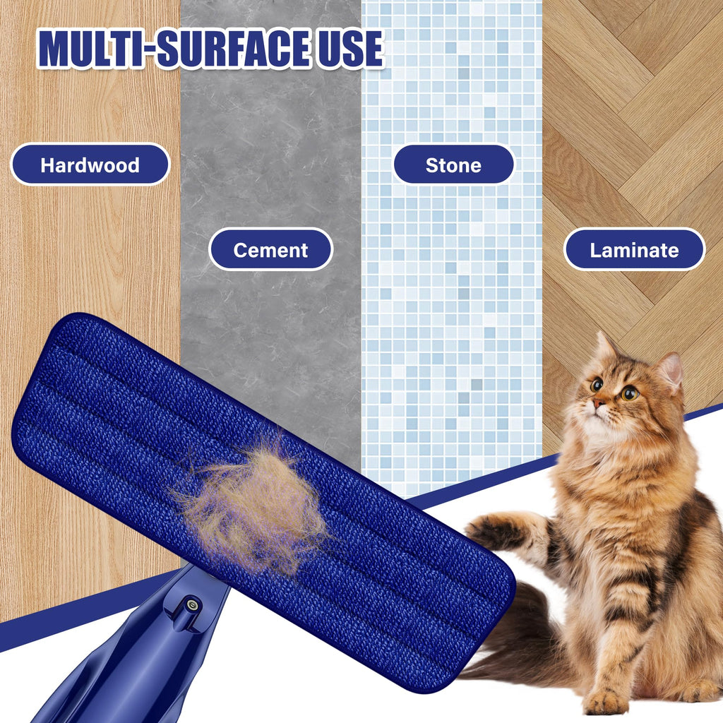 Spray Floor Mops with 3 Reusable Washable Pads for Cleaning Floors - EXEGO Microfibre Floor Mop with Spray Wet Dry Mops Household Flat Mop for Cleaning Laminate Tile Wood Hardwood Ceramic Vinyl