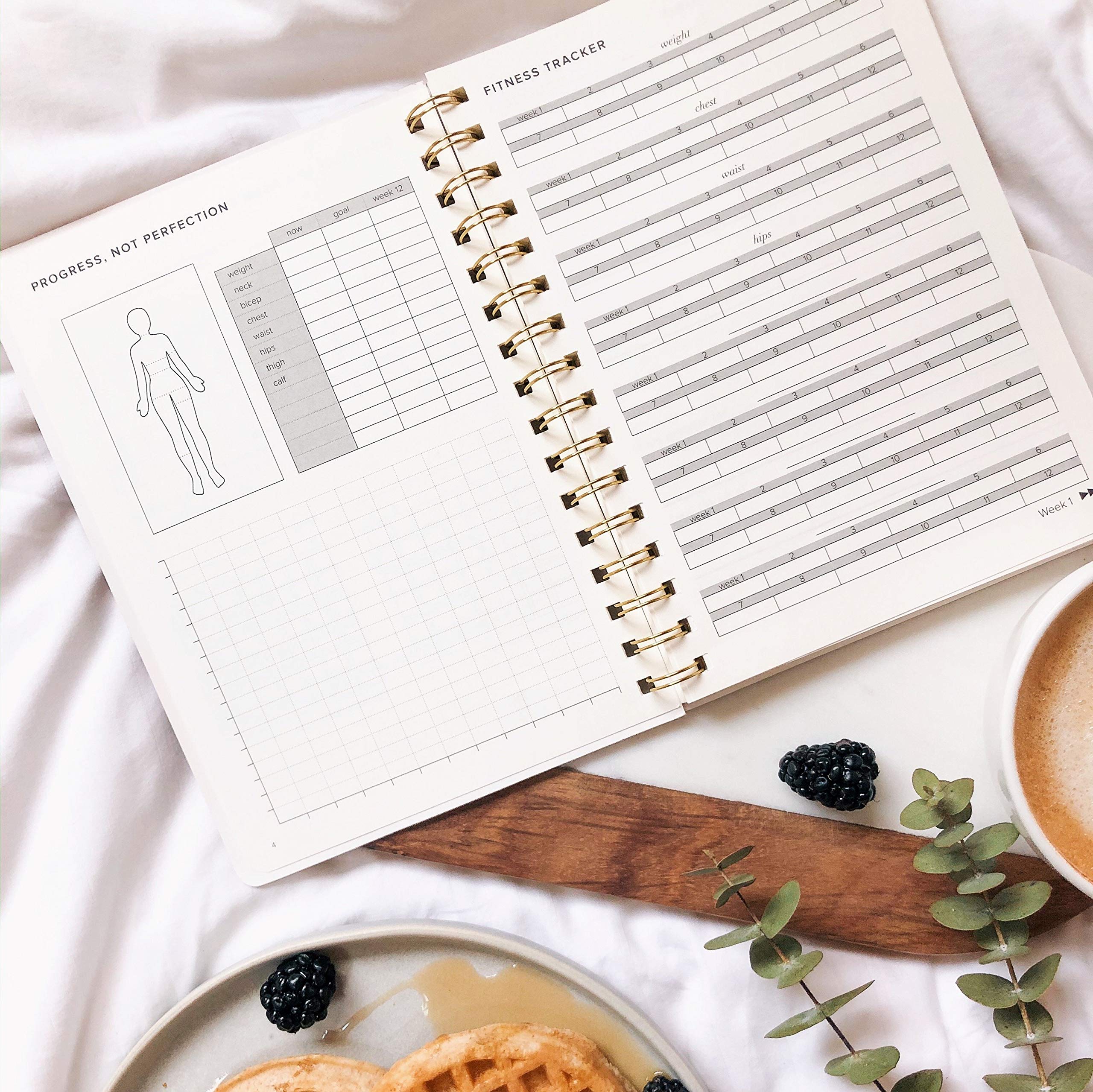 Kunitsa Co. Food and Exercise Journal for Women. Track Meals and Nutrition - 90 days (Pink) 8.5″ x 6″
