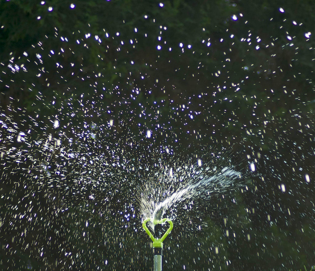 Apollo Exports International Rainforest Ecological Sprinkler - Green & Silver, Impulse Style, Rubber Material, Garden Sprinkler, 1900 sq. ft. Coverage, 12" Spike, Low Pressure Well Systems Compatible