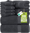 Utopia Towels 8 Piece Premium Towel Set, 2 Bath, 2 Hand, and 4 Wash Cloths, 600 GSM 100% Ring Spun Cotton Highly Absorbent Towels for Bathroom, Gym, Hotel, and Spa, Grey