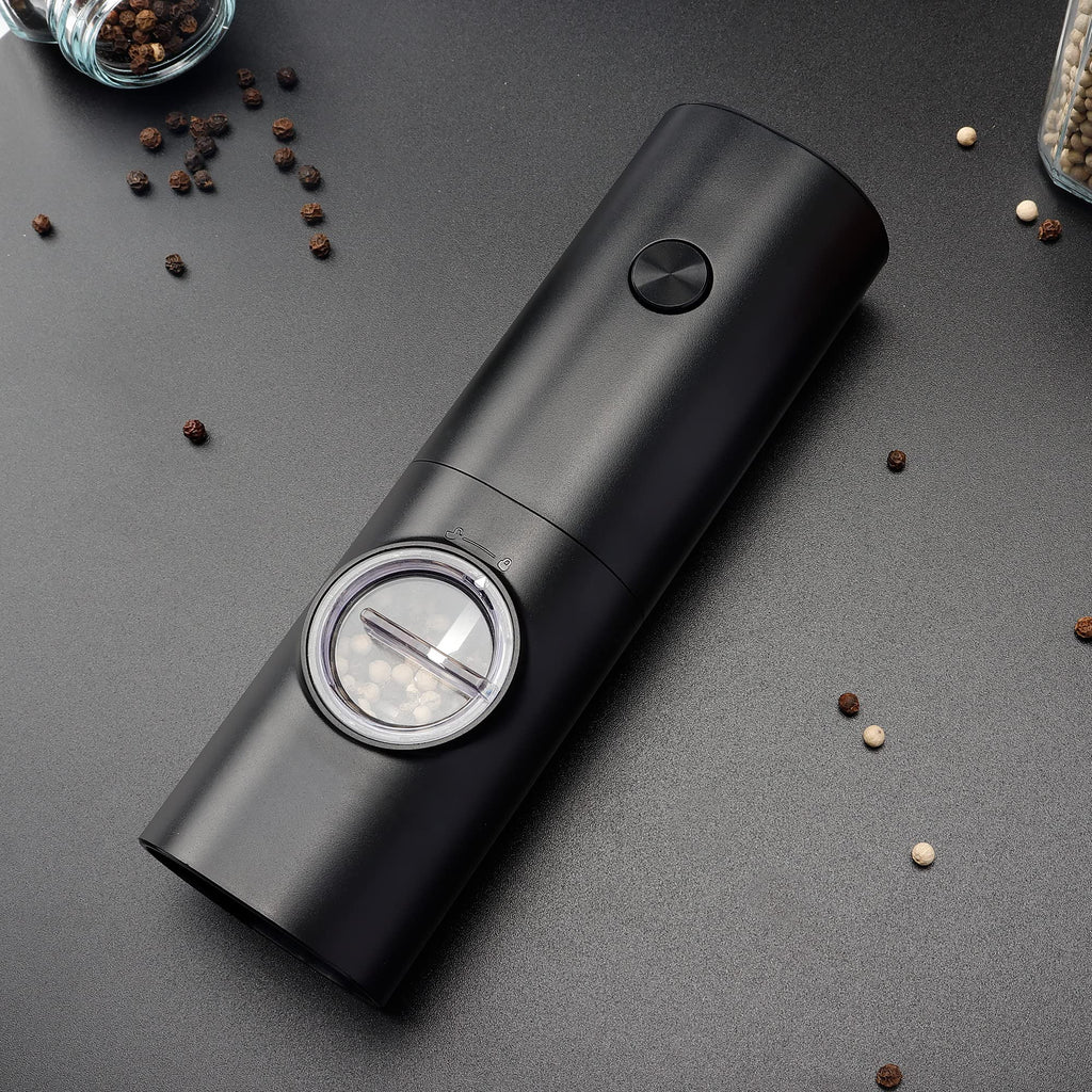 Gulex Electric Pepper Grinder or Salt Mill, Battery Powered Automatic Pepper Mill, Ceramic Grinder with Adjustable Coarseness, LED Light, One Hand Operation (1 pack)