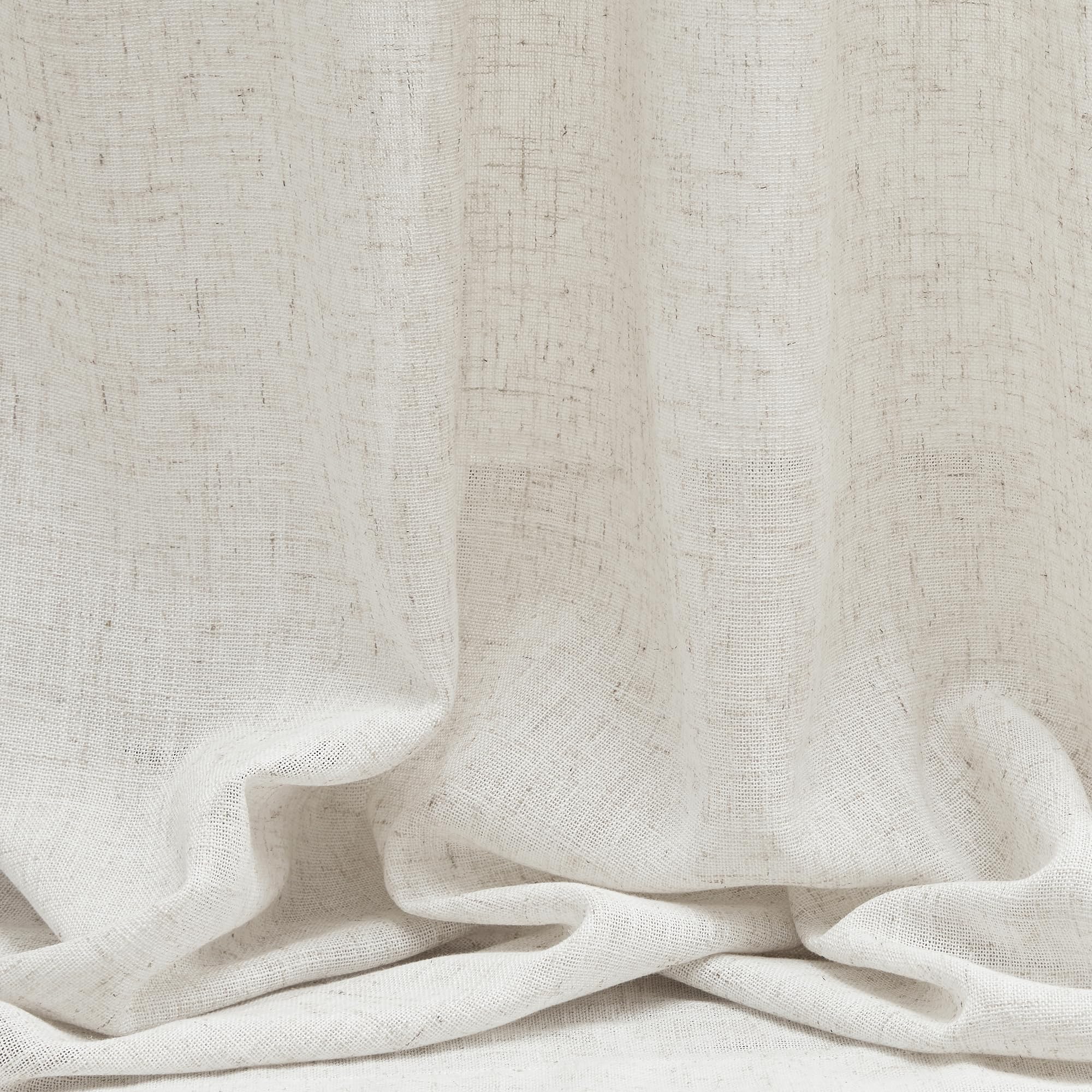MYSKY HOME Linen Curtains for Living Room, Natural Semi Sheer Curtains & Drapes 84 Inches Length 2 Panels Set Farmhouse Country Boho Style Back Tab Draperies for Sliding Glass Door, 50" Wide, Linen