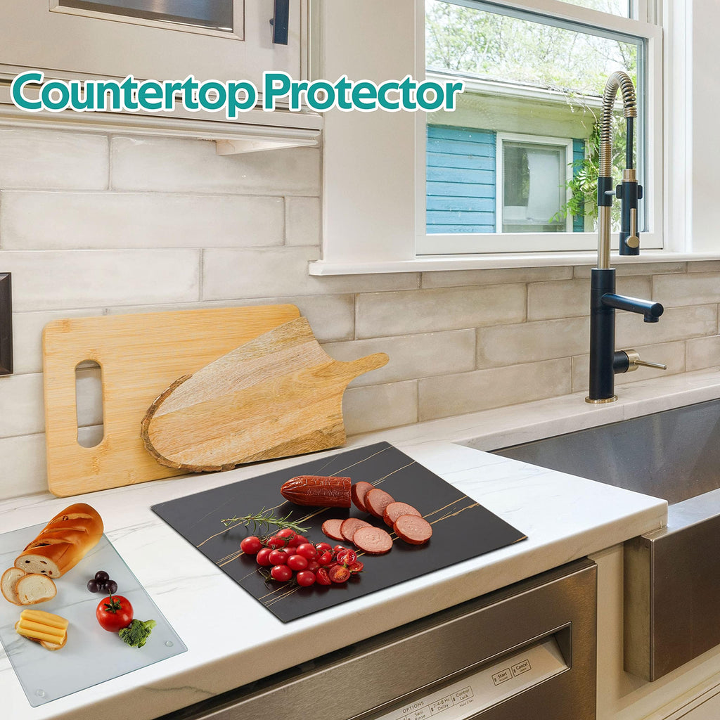 Murrey Home Glass Cutting Board for Kitchen Counter Protector, Tempered Glass Chopping Boards Dishwasher Safe, Small Clear Countertop Tray, 30x20CM