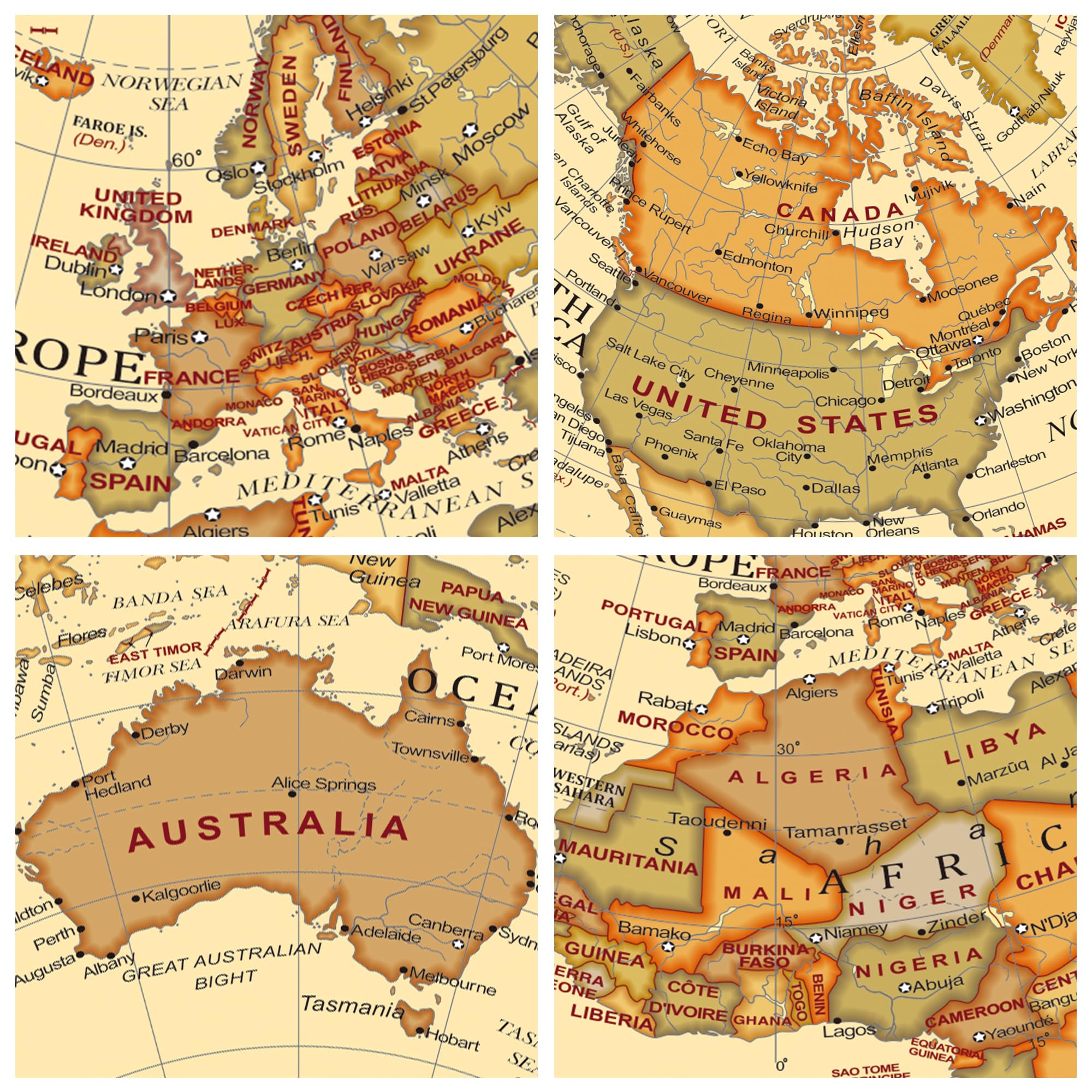 TOPGLOBE 14cm / 5.5 inch Antique Globe Mini World Globe - 14cm / 5.5 inch Diametre Metal Arc and Base Bronzed Colour