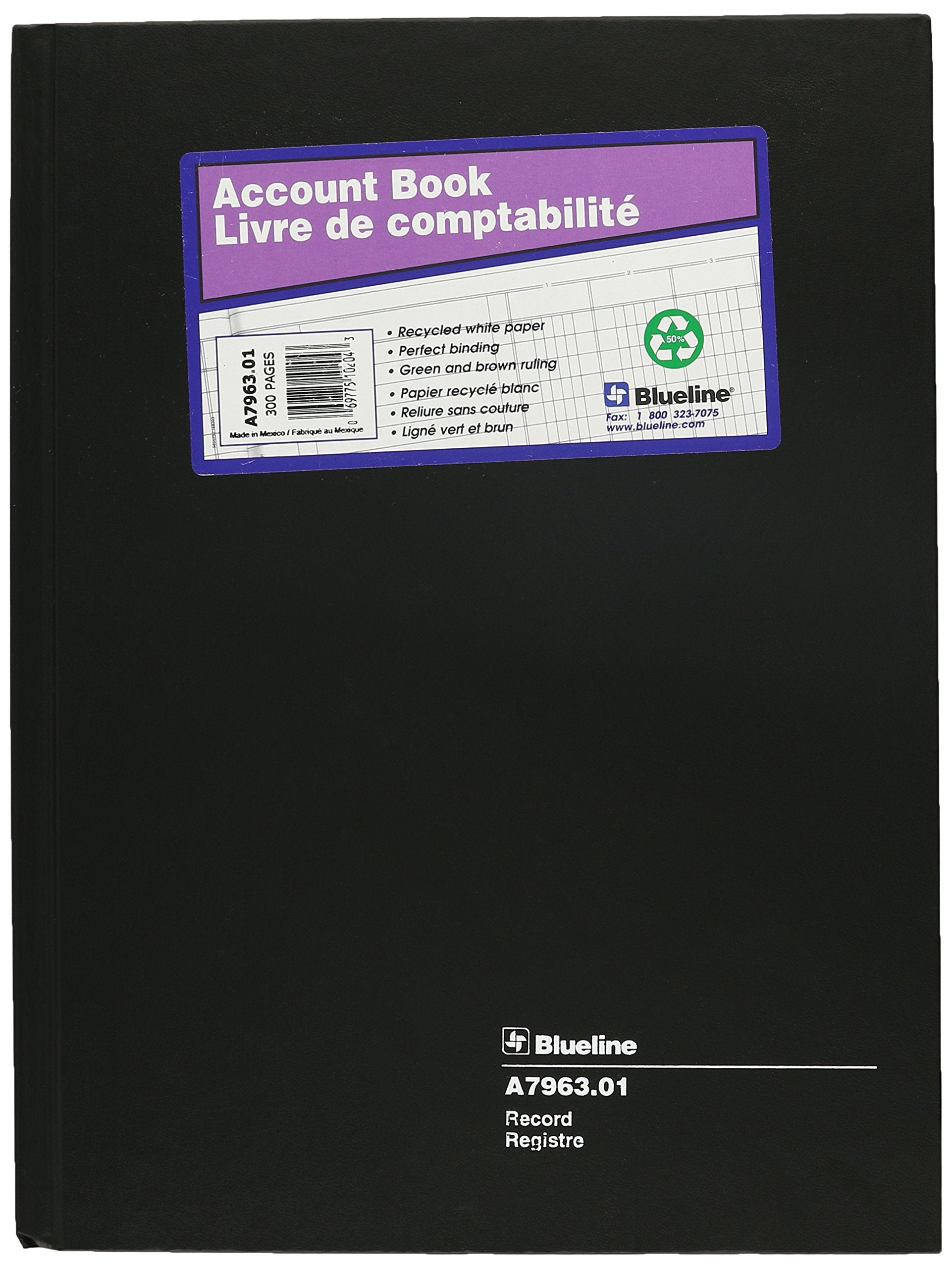 Blueline Record Book 10.25x7.69-Inch 300 Pages, Black (A7963.01)