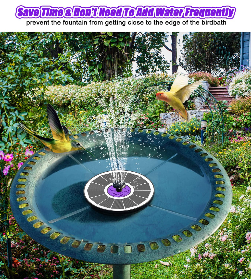 SZMP Solar Fountain 3.5W Bird Bath Fountains with Flower Upgraded Glass Panel, Solar Powered Water Fountain with 7 Nozzle & 4 Fixer, Solar Fountain Pump for Bird Bath, Garden, Pond, Pool (White)