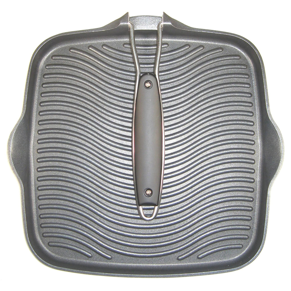 Starfrit Die-Cast Aluminum Nonstick 10-Inch Square Grill Pan with Foldable Handle