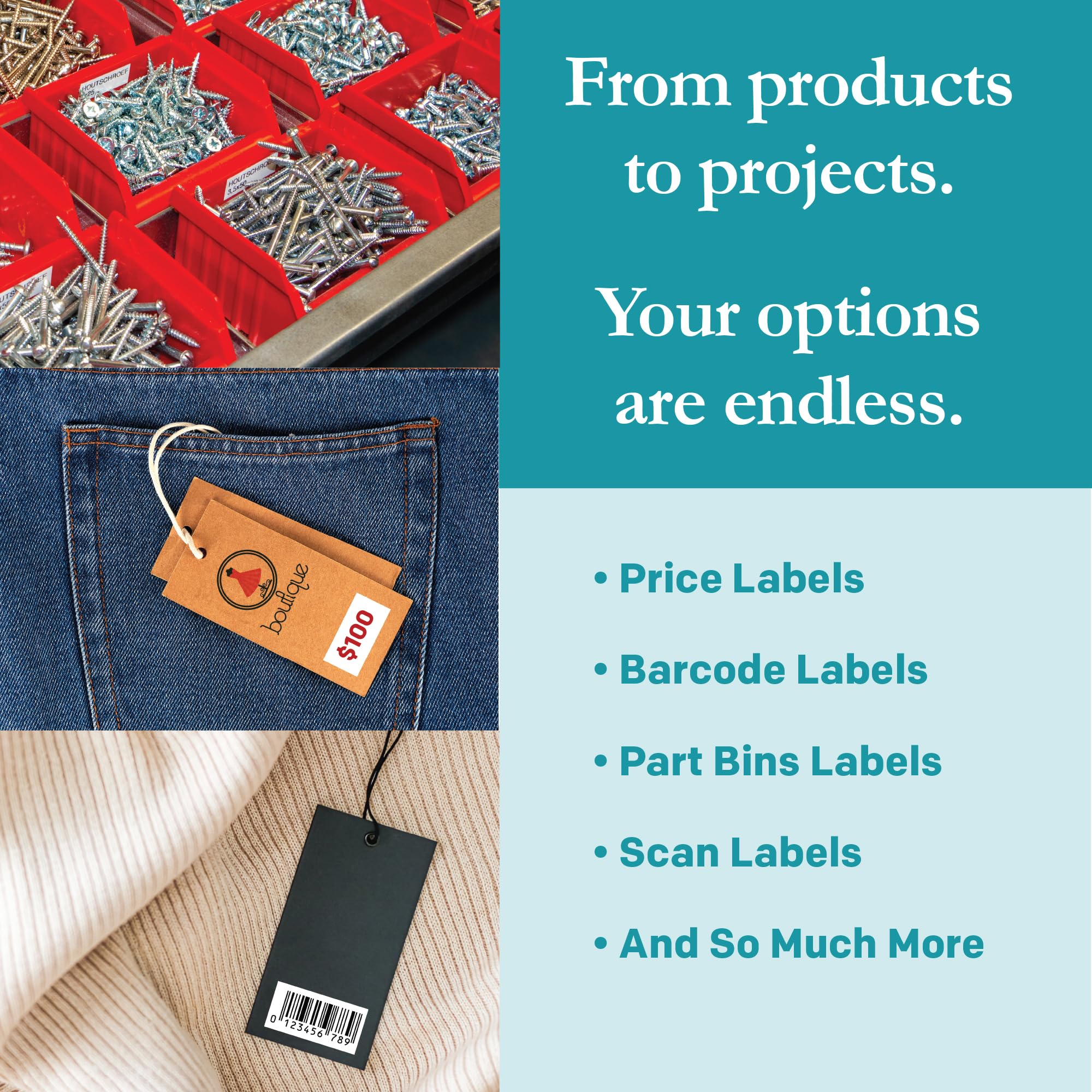 Premium Label Supply White Sticker Barcode Labels – 1.5" x 0.5" – Laser/Inkjet Compatible – (100 per Sheet), 25 Sheets – 2,500 Total Adhesive Labels