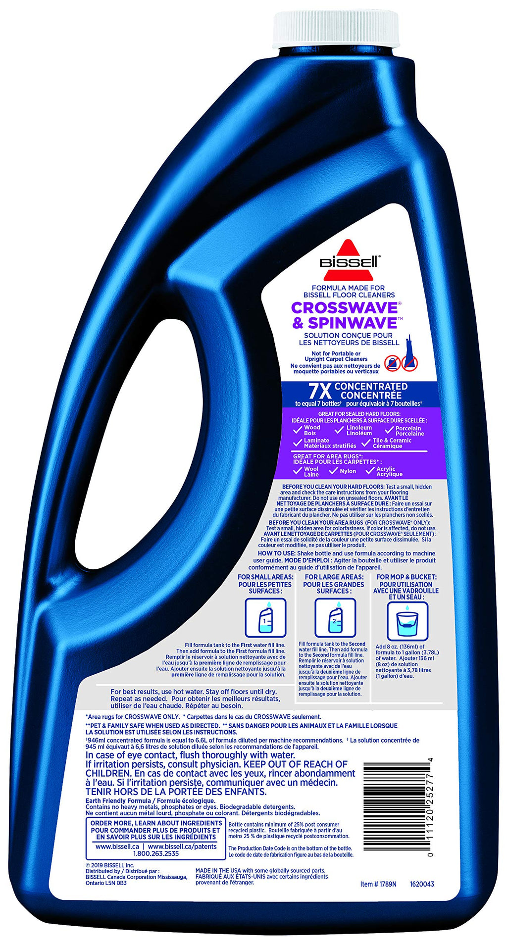 BISSELL Multi-Surface Formula for CrossWave & SpinWave, Wet/Dry Vacuum Solution (64oz), 1789N