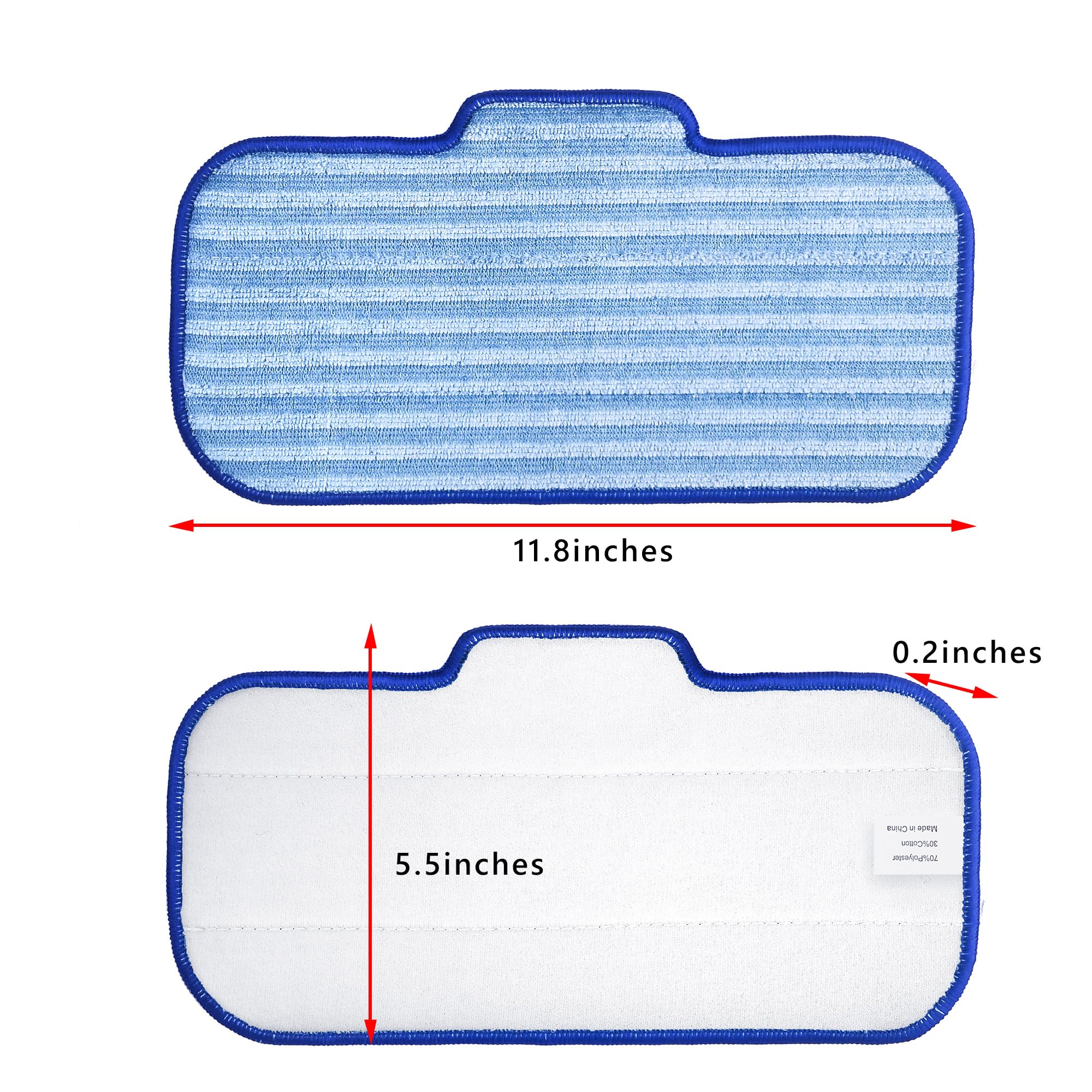 Newbealer 6 PCS Replacement Microfiber Pads for Steam Mops (NB603C NB602N) - Durable, Washable, and Reusable for Hardwood, Laminate, Tile, and Ceramic Flooring, Blue-White