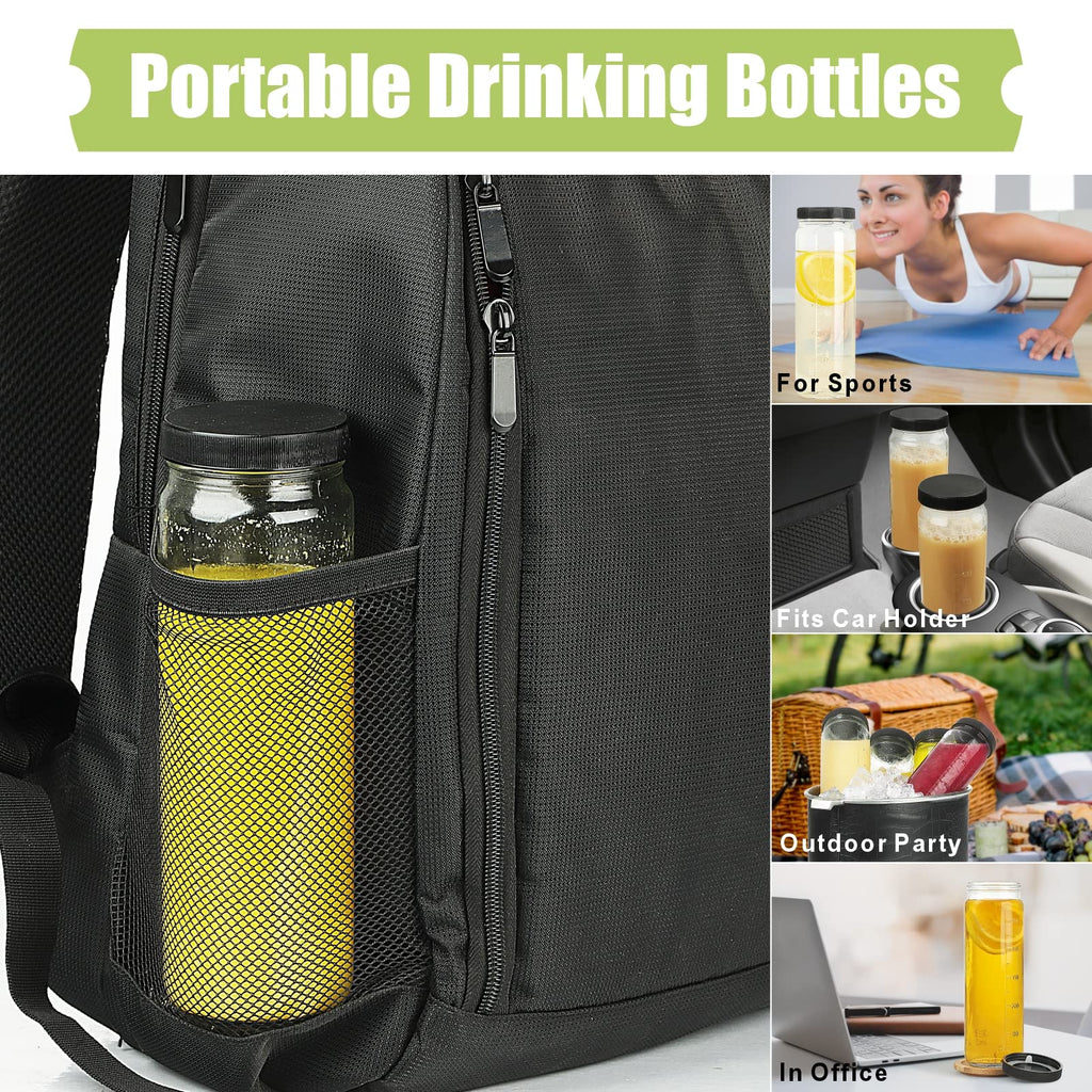 20 Oz 8 Pack Glass Juicing Bottles w Airtight Lids - Reusable Drinking Jars w Scale, Travel Water Cups - Glass Juice Bottle with Lid for Boba, Smoothie, Vanilla Extract