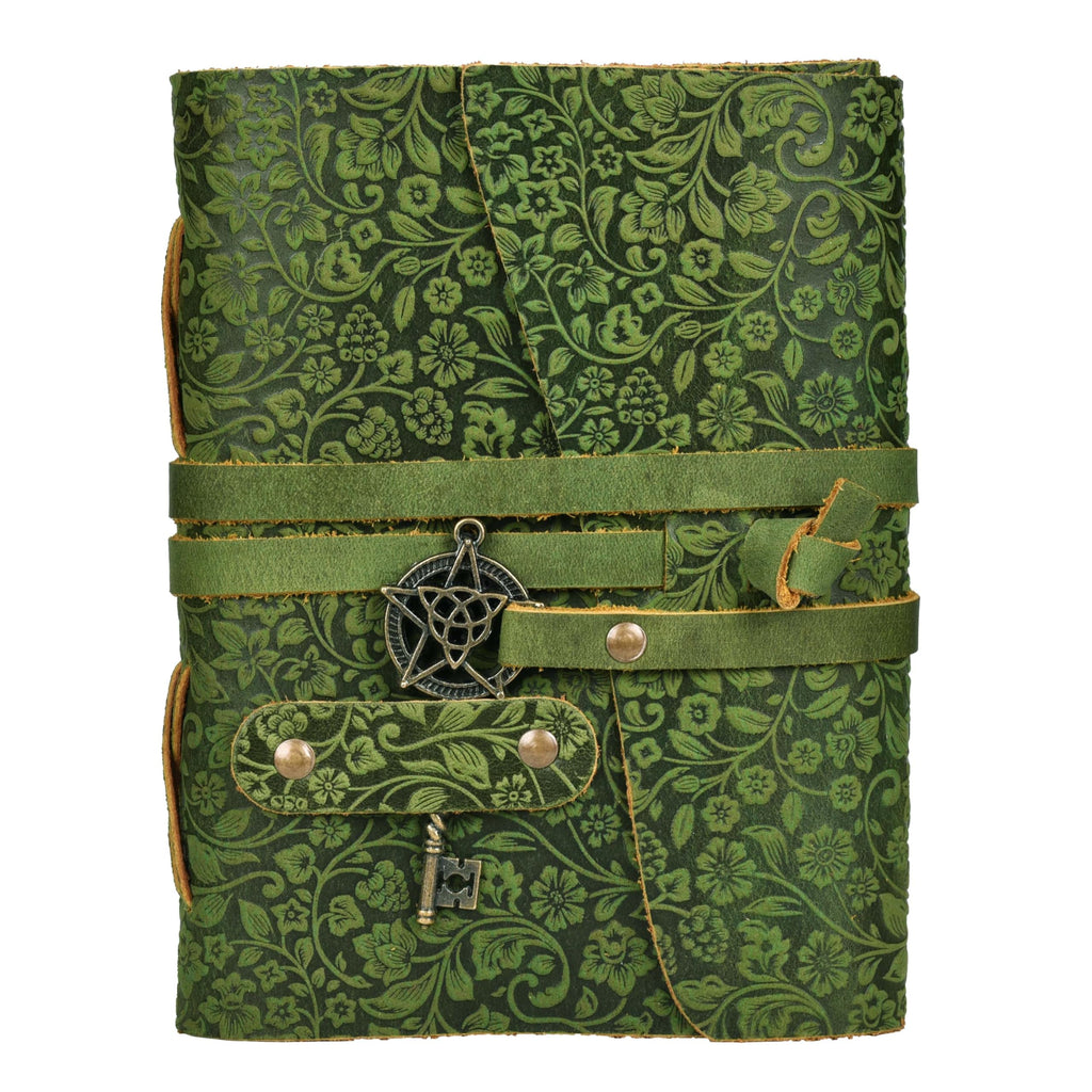 LEATHER VILLAGE Handmade Leather Bound Journal for Women- Green | 7"X5" Medium | 260 Pages Blank of Vintage Paper Writing, Sketchbook, Notebook
