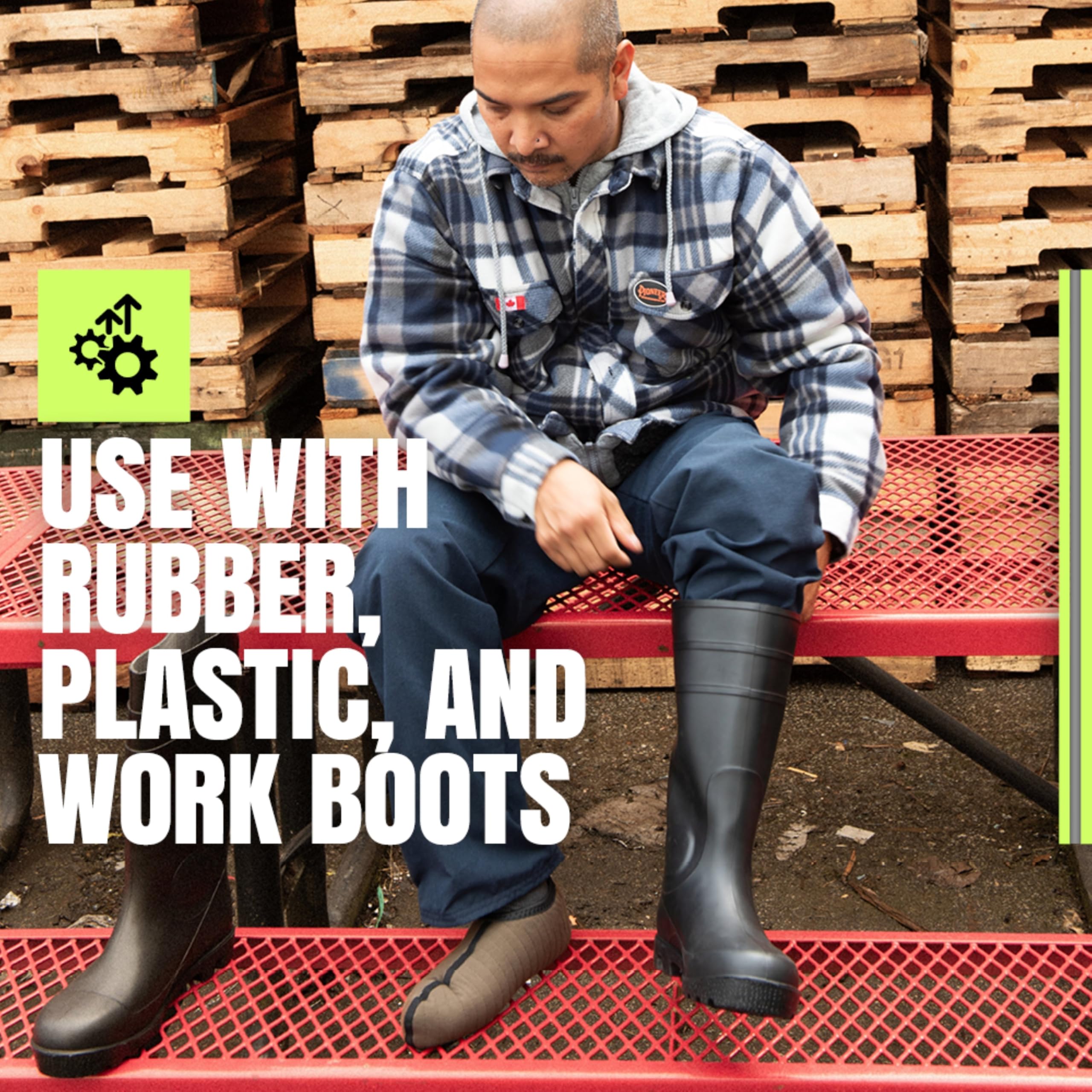 Pioneer Insulated Work Boot Liners for Men and Women - Sockette for Rubber, Plastic, and Work Boots - Size 10