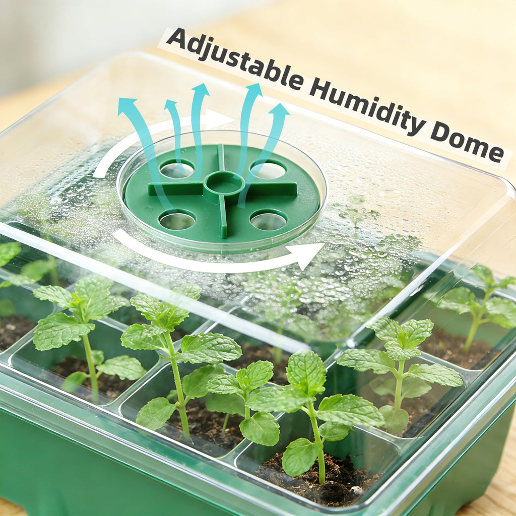10 Pack 120 Cells Seed Starter Trays with Ventilation Holes - Reusable Seedling Starter Kit for Vegetables, Herbs, Flowers - Indoor Gardening, Plant Germination & Seed Starting (Green)