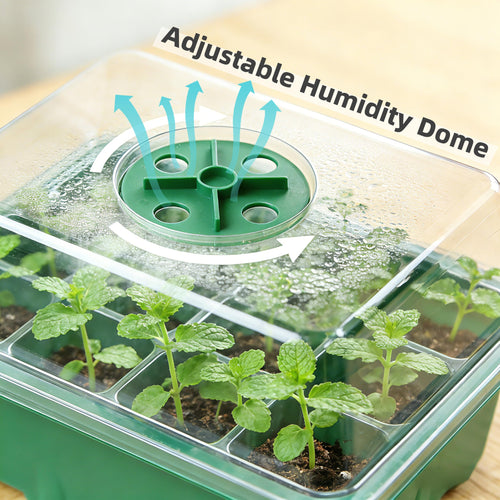 10 Pack 120 Cells Seed Starter Trays with Ventilation Holes - Reusable Seedling Starter Kit for Vegetables, Herbs, Flowers - Indoor Gardening, Plant Germination & Seed Starting (Green)