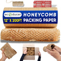 Honeycomb Packing Paper 12” x 200' with 24 Fragile Stickers & Rope | Eco-Friendly Bubble Cushioning Wrap Roll for Packing & Moving Supplies | Honeycomb Kraft Paper Roll for Packing & Moving Boxes