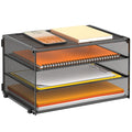 DALTACK Paper Desk Organizer, 3-Tier Letter Tray, Multifunction Desk Organizer, Desktop File Folder Organizer, Desk Organizers and Accessories for Home Office, Black