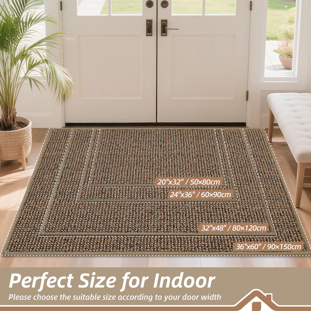 BEQHAUSE Dirt Trapper Door Mat 20" x 32", Non-Slip Washable Doormats Entrance Mat, Dirt Resistant and Absorbent Welcome Mat, Low Profile Floor Mats for Front Back Door and Entryway, Taupe