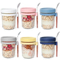 HPLYEL 6 Packs 16OZ Overnight Oats Containers with Lids and Spoons, Glass Overnight Oatmeal Jars Kitchen Food Storage Airtight Leak Proof Mason Jars for Salad, Cereal, Coffee, Dry Snacks, Seasoning