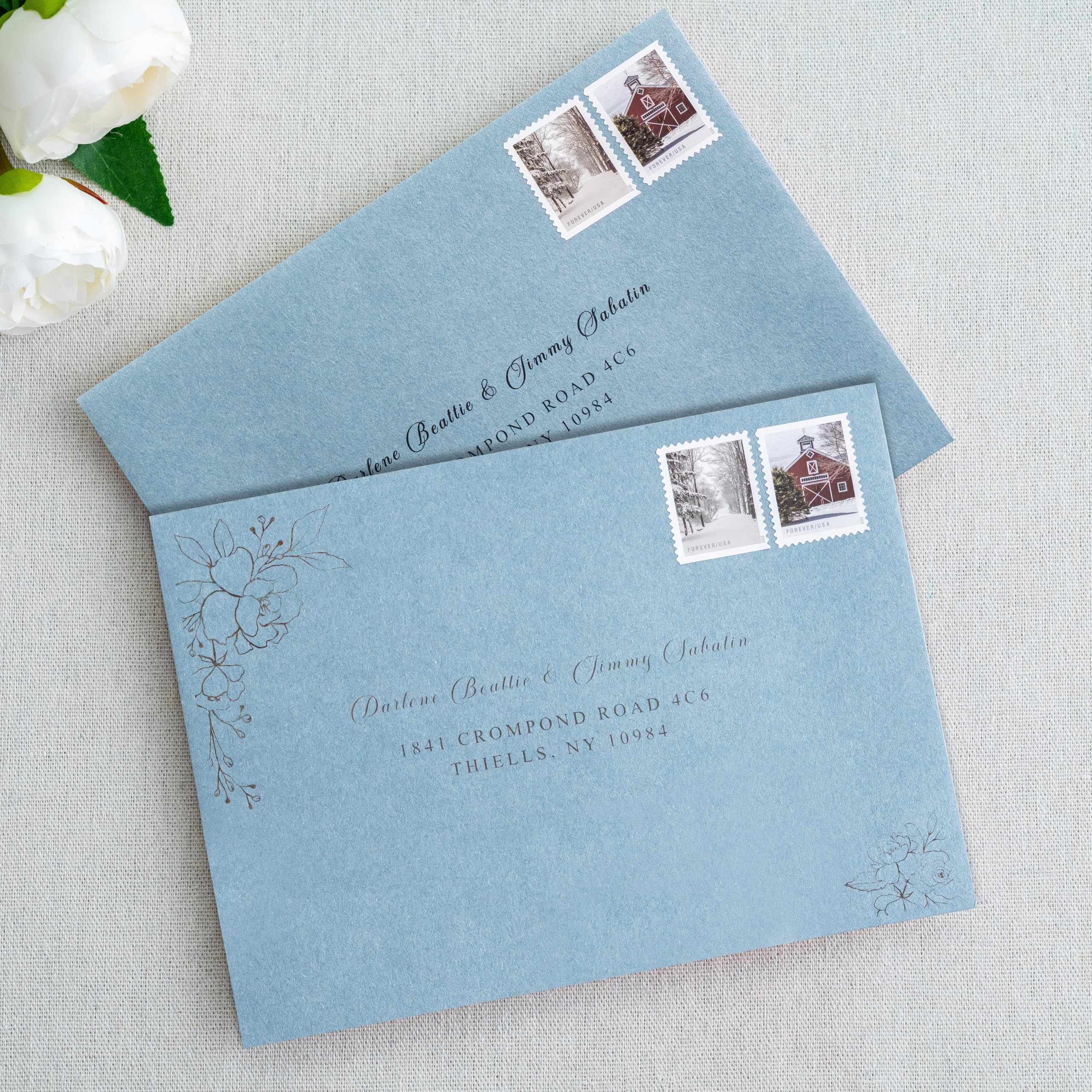 PONATIA 50 Pieces 5x7 Envelopes, A7 Envelopes Self Seal for Weddings, Invitation Cards, Photos, Postcards, Greeting Cards Mailing, Baby Shower, Graduation, Christmas Gift Cards (Dusty Blue)