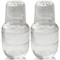 ZOOFOX Set of 2 Vintage Bedside Water Carafe and Glass Set, Clear Embossed Night Water Carafe with Tumbler Glass, Elegant Pitcher and Matching Drinking Glass, Easy-Access for the Night