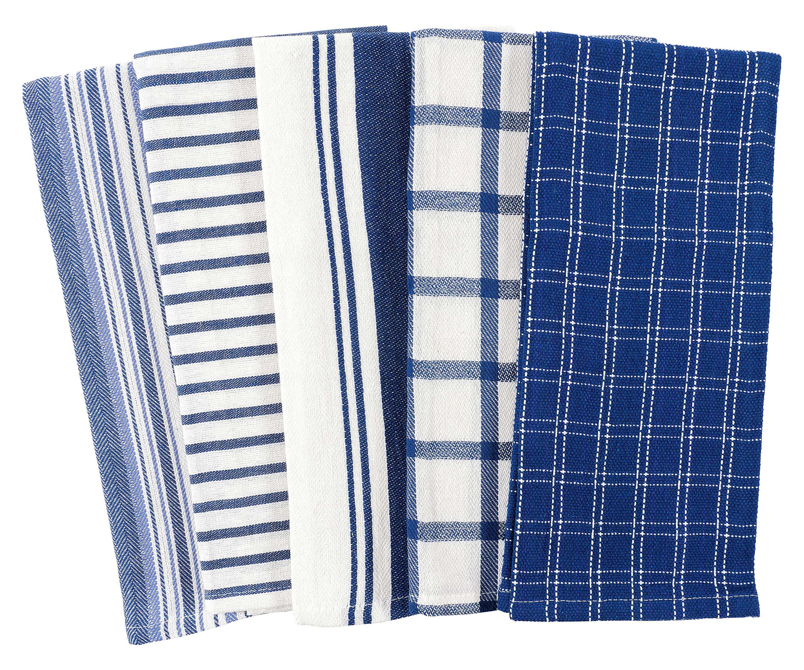 Kitchen Towels Set Of 10 - 18 x 28 Inches Assorted Cloth Dish and Tea Towels - Absorbent & Durable Cotton Towels For Cooking, Hand Drying & Cleaning Dishes (Navy)
