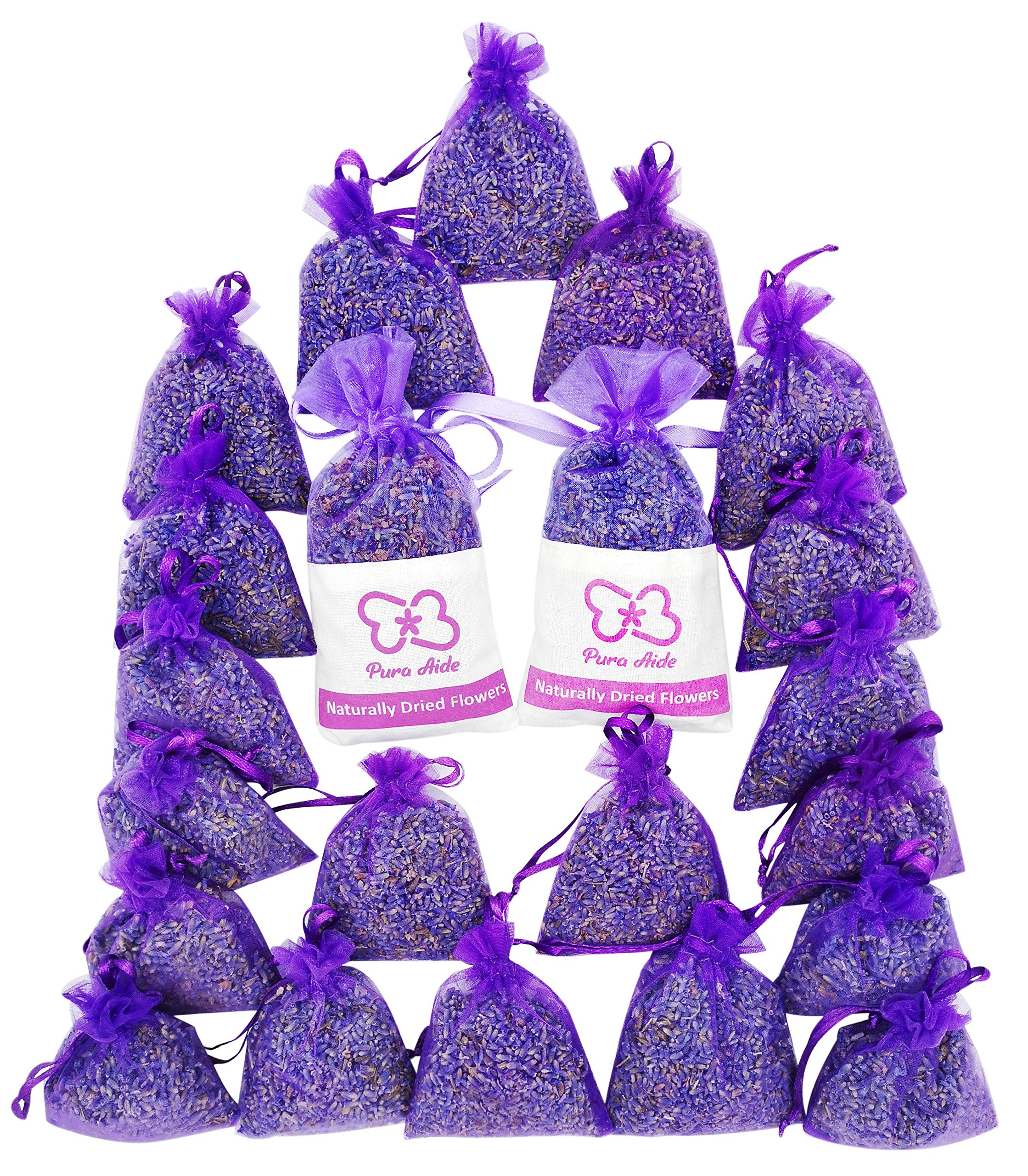 Pura Aide Lavender Sachets Pre-Filled for Refreshing Drawers Closets Dressers Shoe Boxes Wedding Toss Home Fragrance Fresh Scents (Pack of 22)