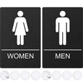 Washroom Sign, Bathroom Signs For Business - Ideal Restroom Sign For Men and Women - 9" by 6" - ADA Compliant with Braille - Strong Double-Sided Adhesives - Apply to Office, Home or Public Door/Wall