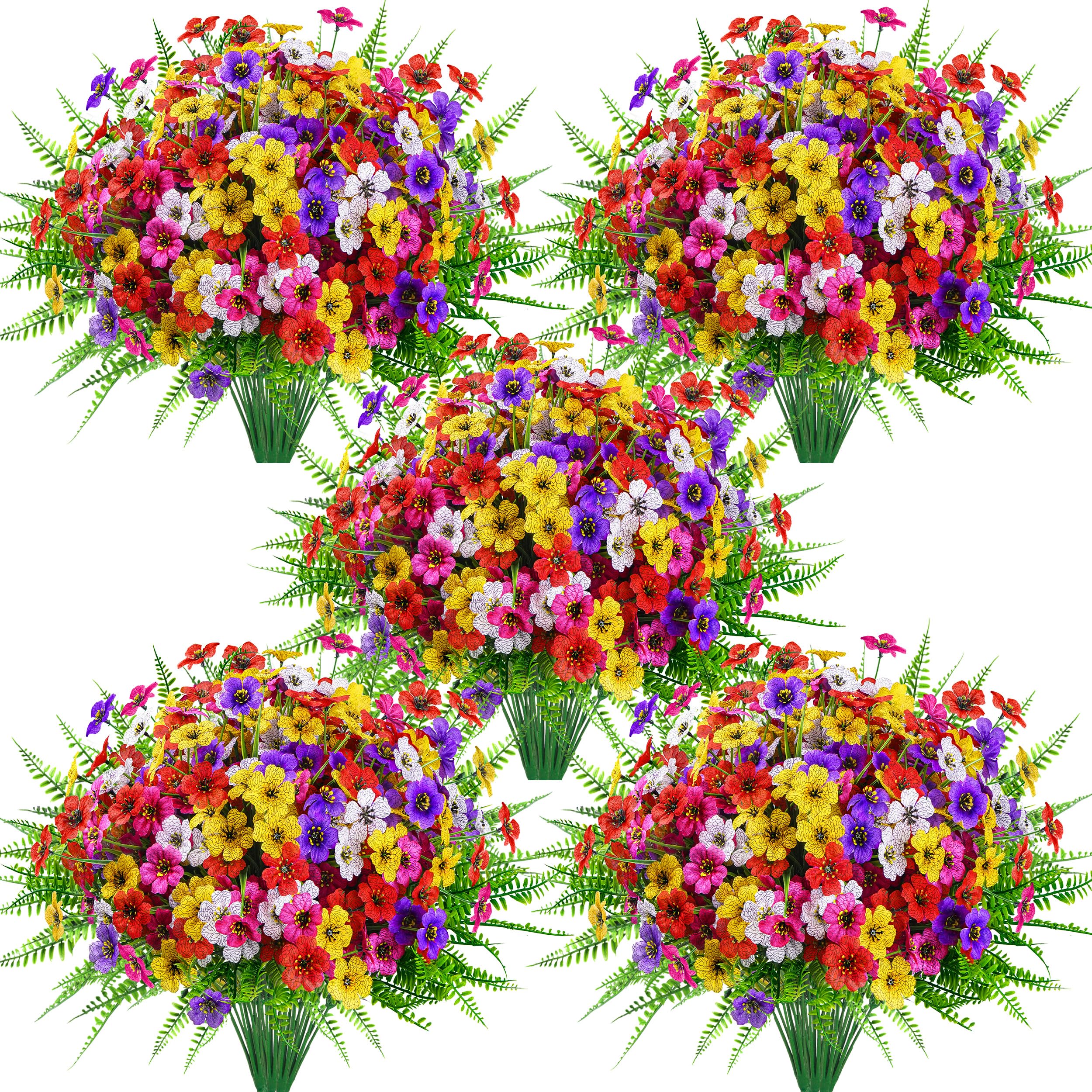 Der Rose 24 Bundles Artificial Flowers for Outdoors Decoration Faux Ferns Fake Flowers for Spring Summer Home Garden Patio Front Porch Decor
