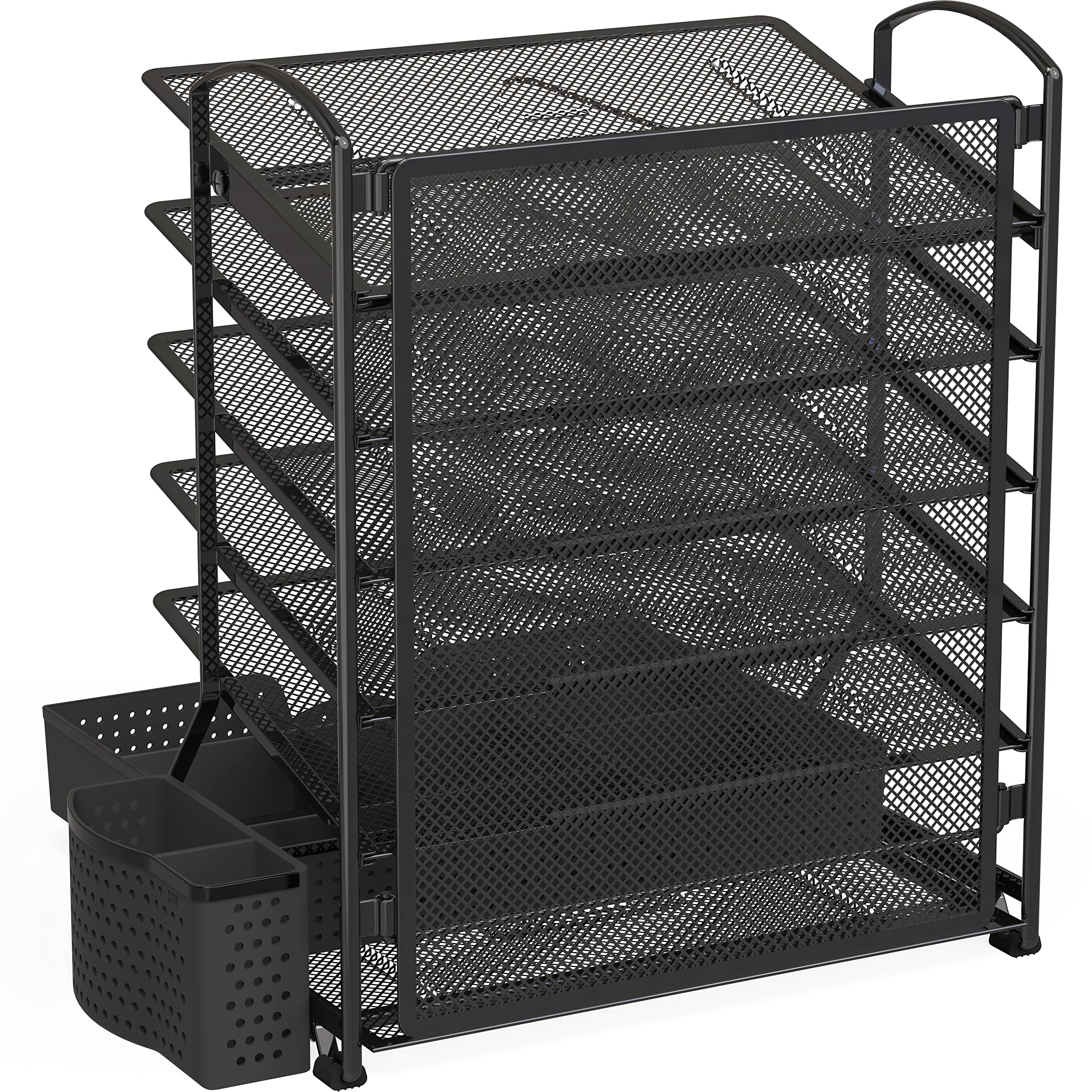 Simple Houseware 6 Trays Desk Document File Tray Organizer with Sliding Drawer, Black